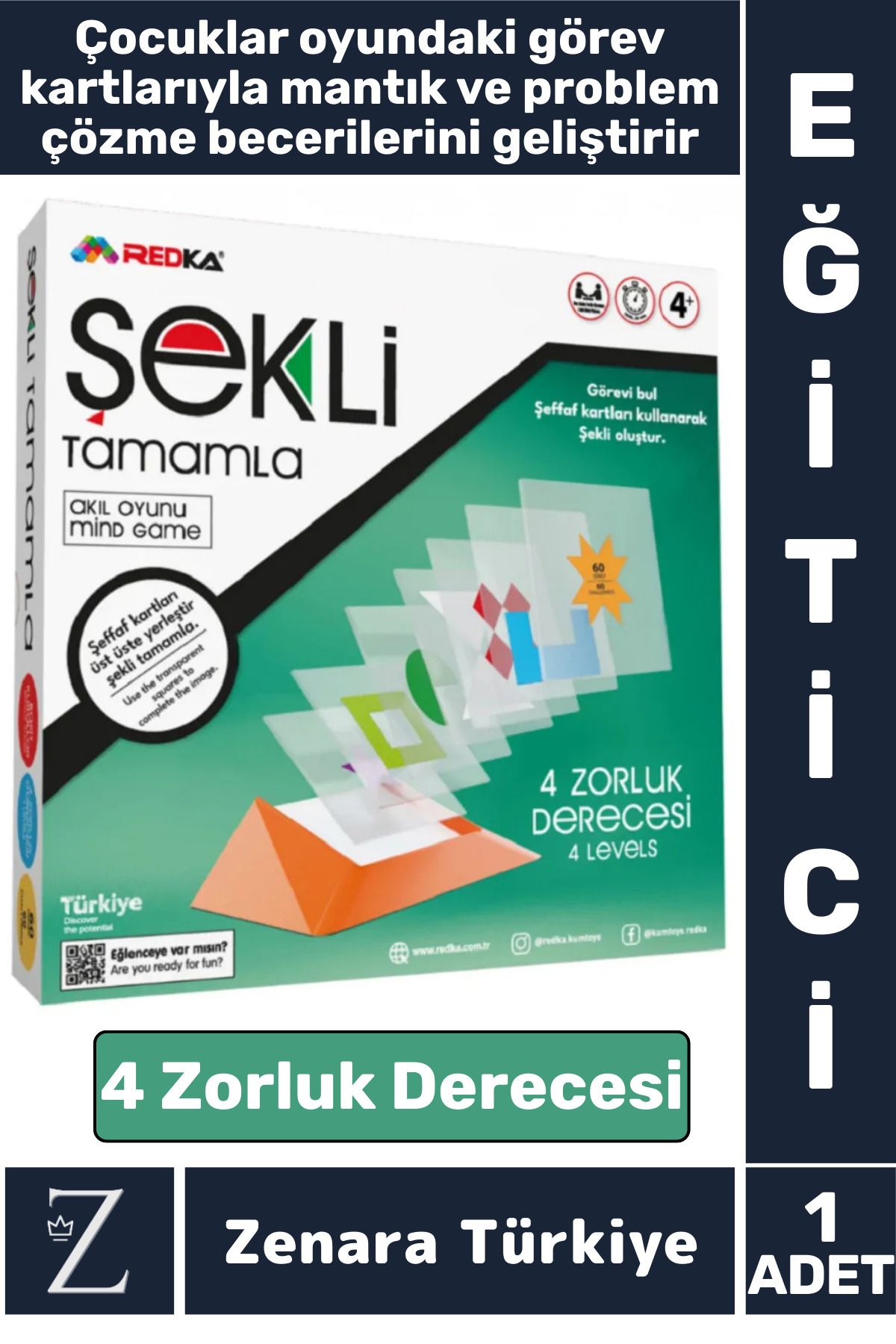 Zenara Eğitici Görsel Algı Zeka Problem Çözme Becerisi Geliştirici Eğlenceli Çocuk Oyun ŞEKLİ TAMAMLA