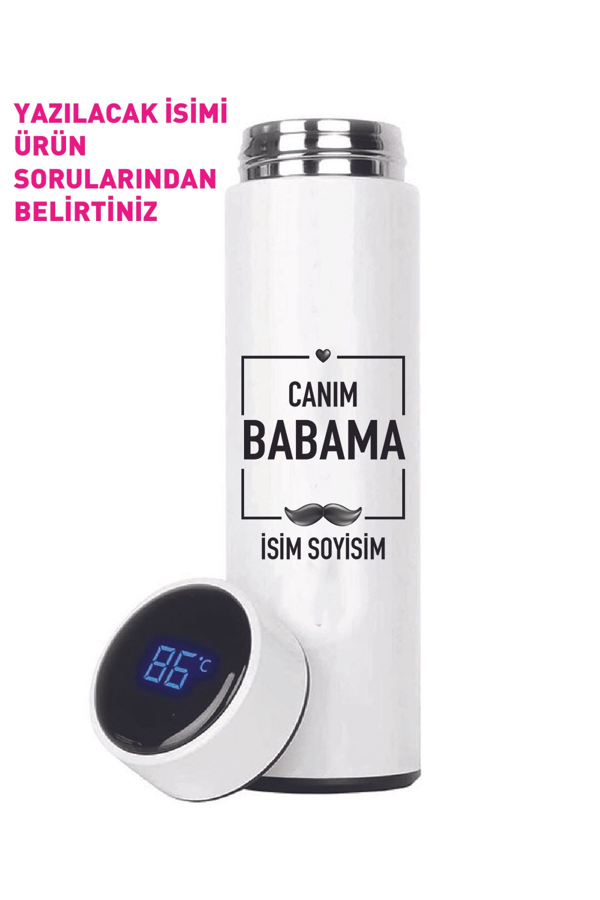 DKDZ SHOP BABALAR GÜNÜ İsime Özel Termos 450ml. (10 Saat Sıcak ve Soğuk Tutar)
