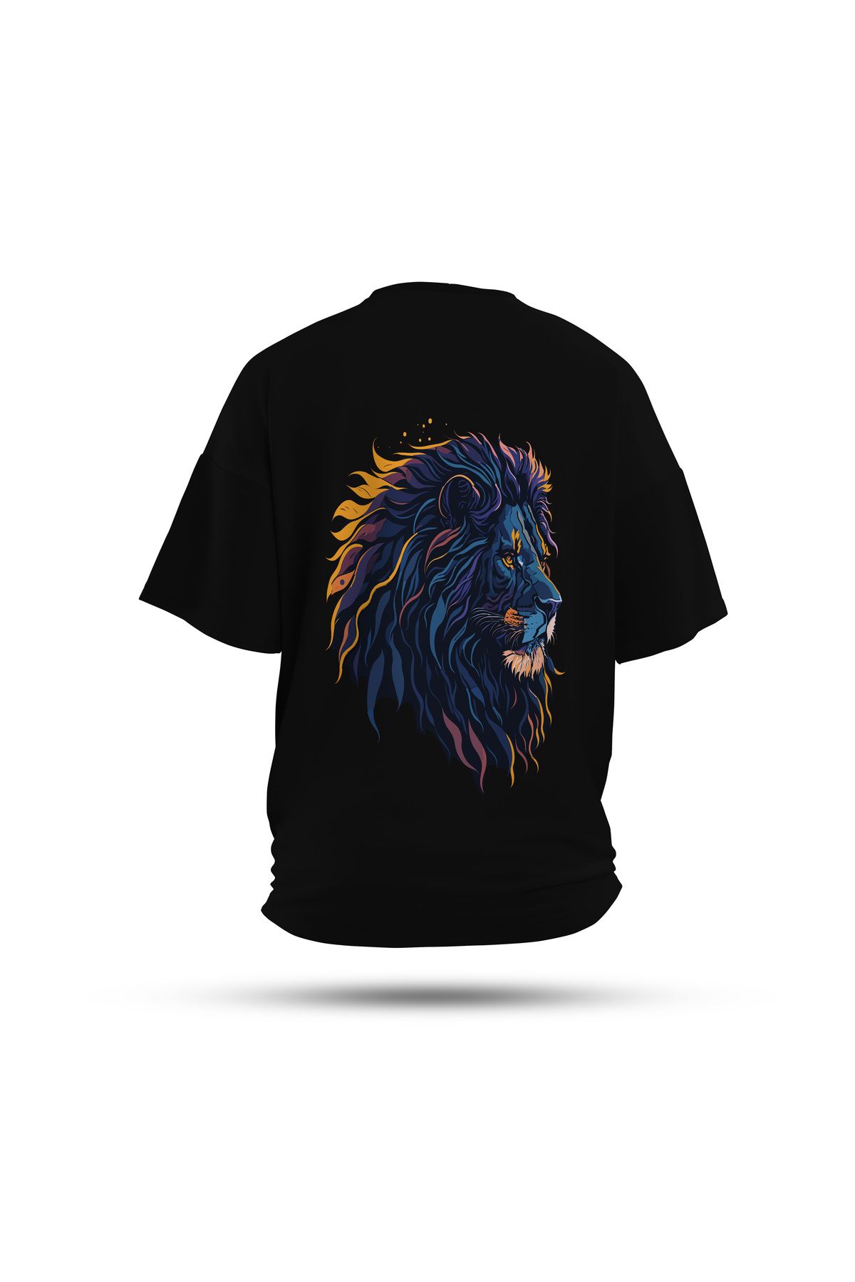 Zestia Unisex T-Shirt, Aslan Sırt Baskılı, Regular, %100 Pamuk, Siyah T-Shirt No: 0026