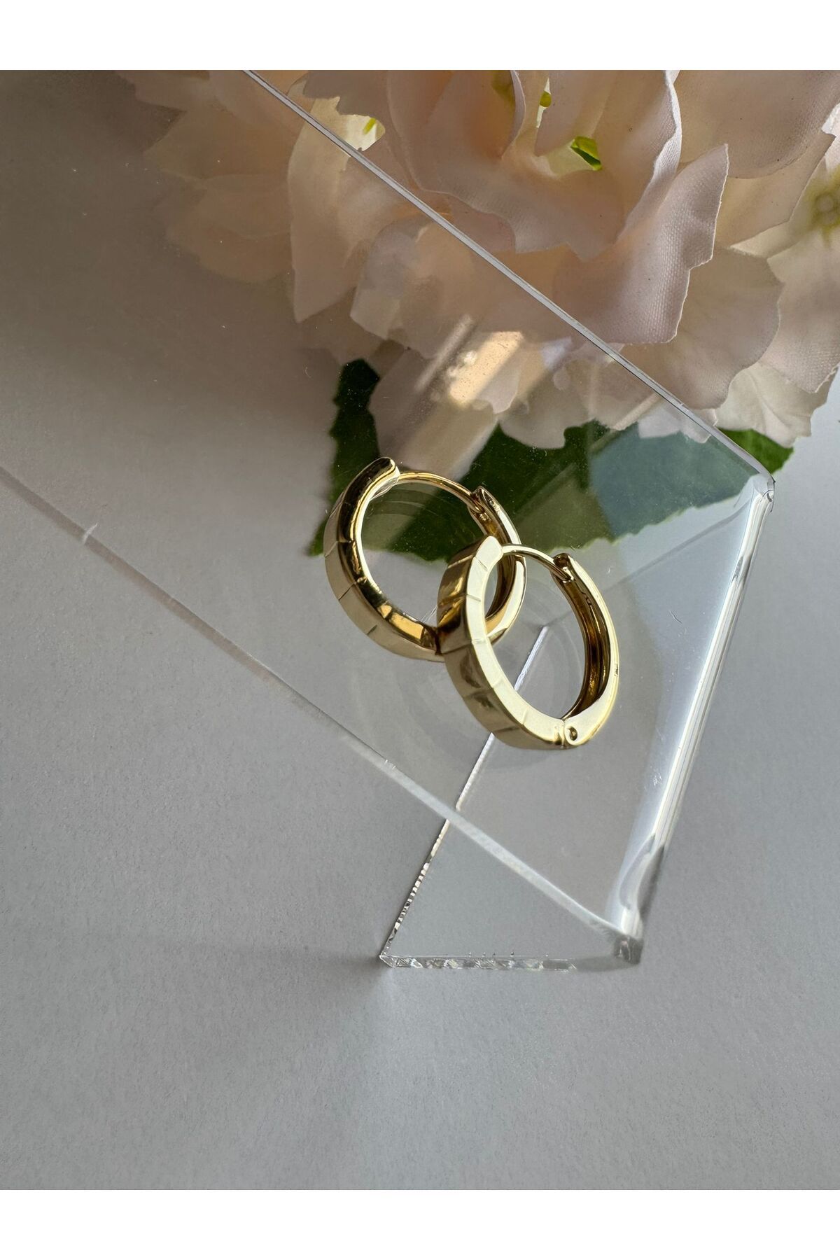 MODA 14K Rengi Vip Seri Çelik Halka Küpe 15mm