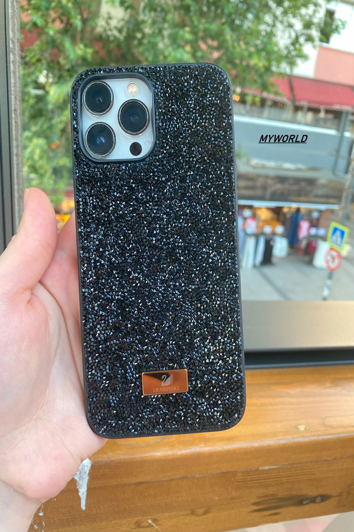 MYWORLD Iphone 13/14 Uyumlu Telefon Kılıfı Parlak Pırlanta Taşlı Elmas Işıltılı Swr Logolu Kapak Kılıf