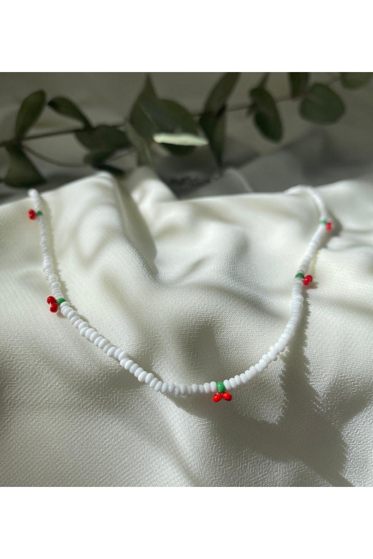 sabiha aksesuar-Sand Bead Cherry Model Necklace 2