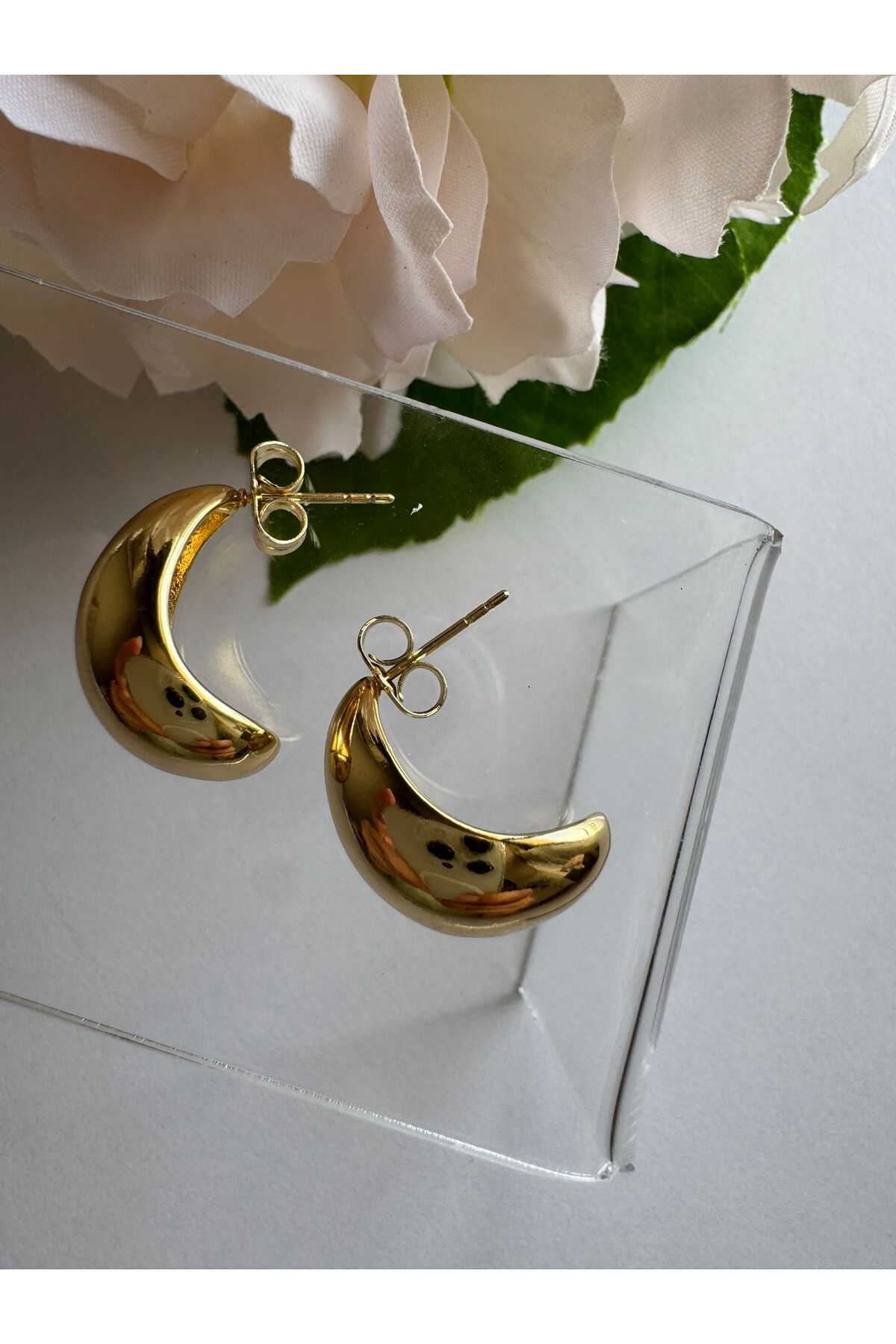 MODA 14K Rengi Vip Seri Çelik Bombeli Küpe 20mm