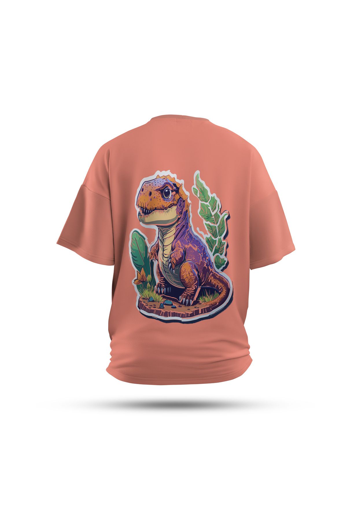 Zestia Unisex T-Shirt, Yavru Dinazor Sırt Baskılı, Regular, %100 Pamuk, Yeşil T-Shirt No: 0043