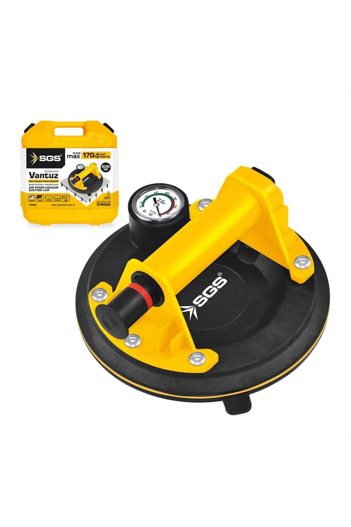 SGS SGS958 150 Kg Hava Pompalı Vakum Sistemli Saatli Vantuz Çap 20cm Cam Granit Seramik Laminat
