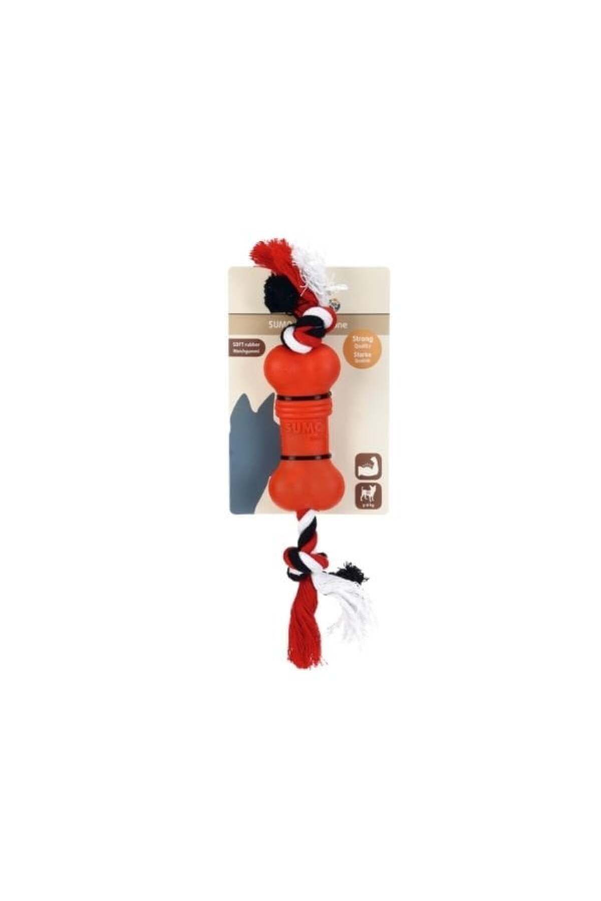 Beeztees Sumo Mini Dentel Kemik İpli Kauçuk Köpek Oyuncağı Kırmızı 5 Cm