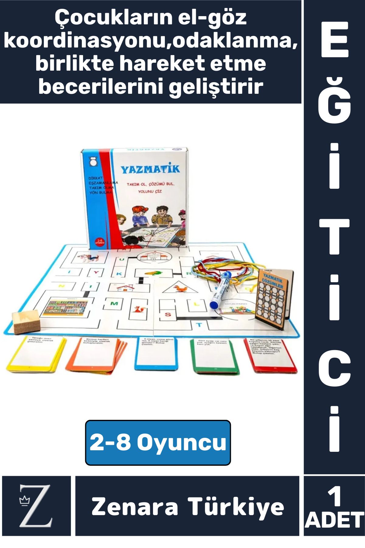 Zenara Eğitici El-Göz Koordinasyon Takım Olabilme Beceri Geliştirici Grup Eğlenceli Çocuk Oyunu YAZMATİK