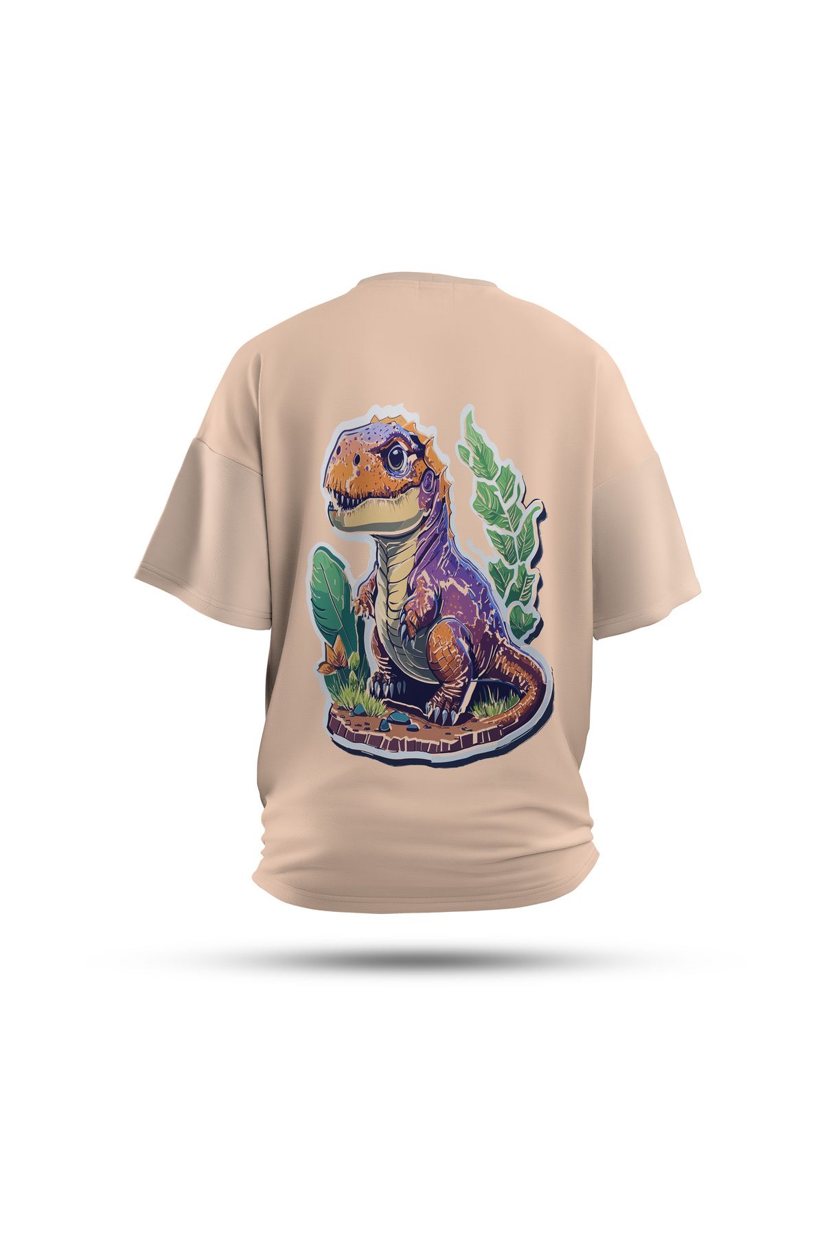 Zestia Unisex T-Shirt, Yavru Dinazor Sırt Baskılı, Regular, %100 Pamuk, Yeşil T-Shirt No: 0043