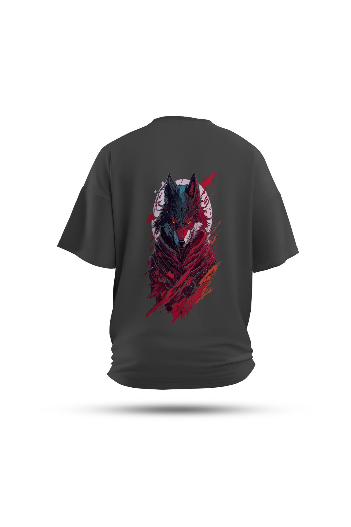 Zestia Unisex T-Shirt, Kurt Sırt Baskılı, Regular, %100 Pamuk, Antrasit T-Shirt No: 0022