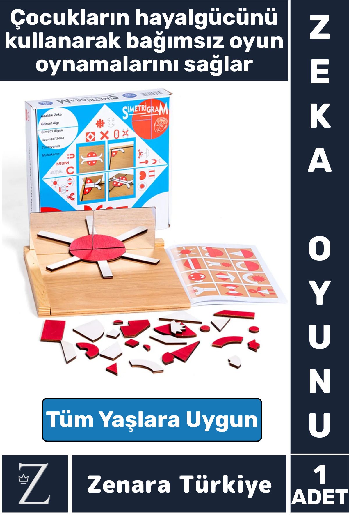 Zenara Eğitici Görsel Simetri Algı Analitik Zeka Mahkeme Beceri Geliştiren Eğlenceli Çocuk Oyun SİMETRİGRAM