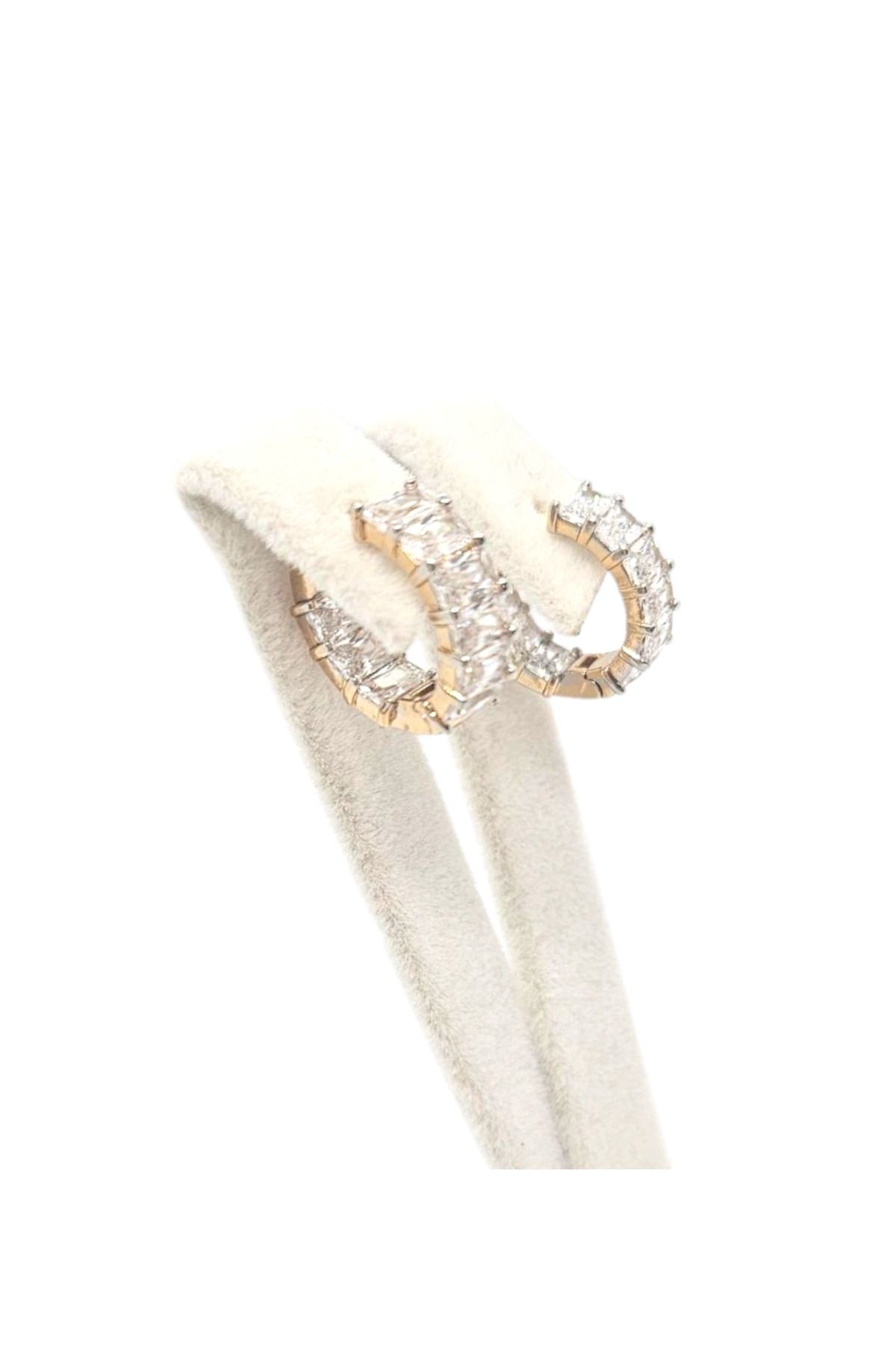 XUPING JEWELRY Xuping Jewelery Pırlanta Model Baget Kesim Zirkon Taşlı Gold Halka Küpe- Kararmaz, Alerji Yapmaz