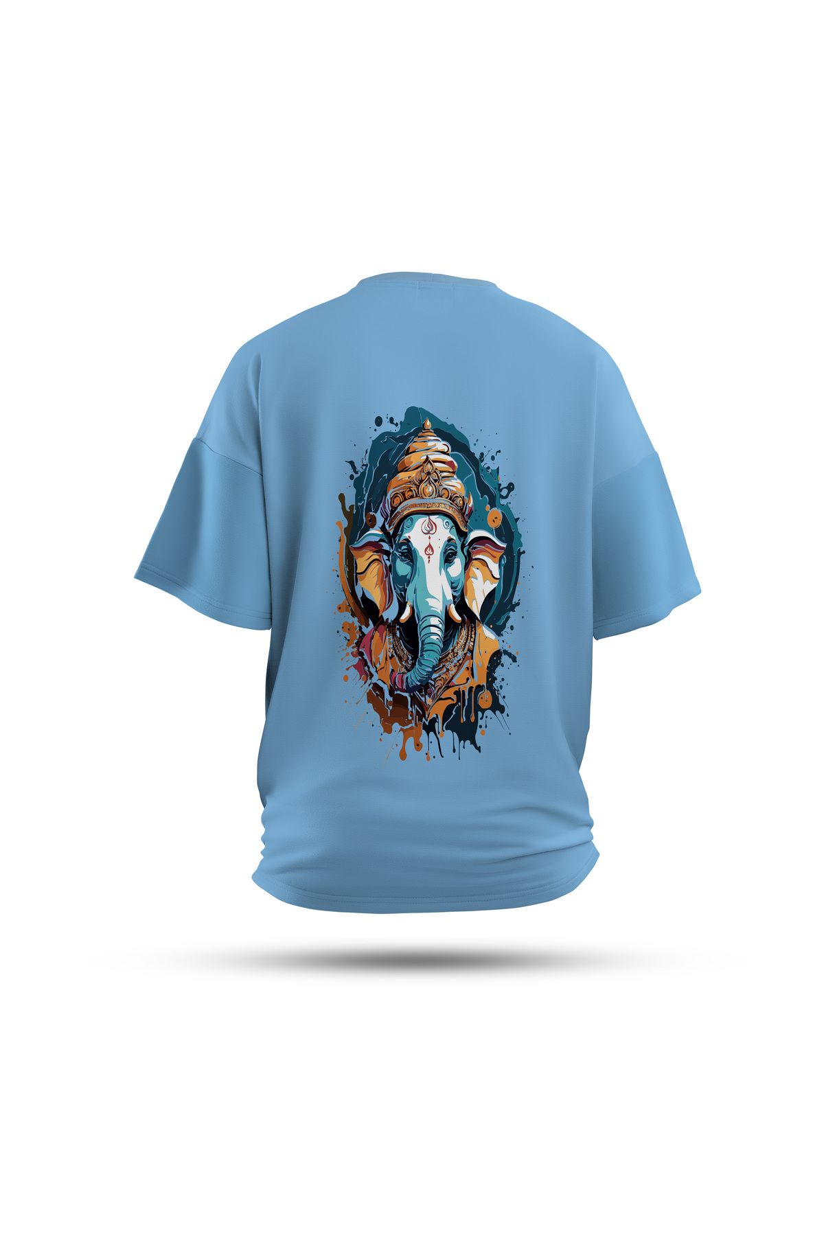 Zestia Unisex T-Shirt, Fil Sırt Baskılı, Regular, %100 Pamuk, Mavi T-Shirt No: 0039