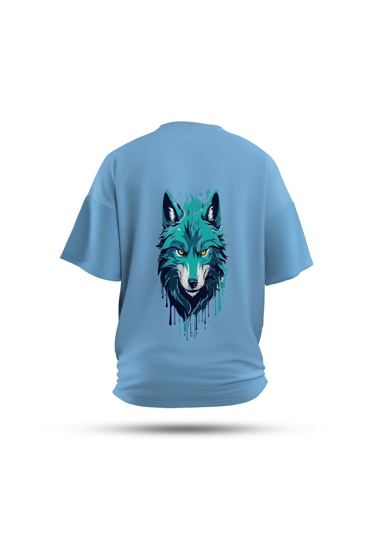 Zestia Unisex T-Shirt, Kurt Sırt Baskılı, Regular, %100 Pamuk, Mavi T-Shirt No: 0034