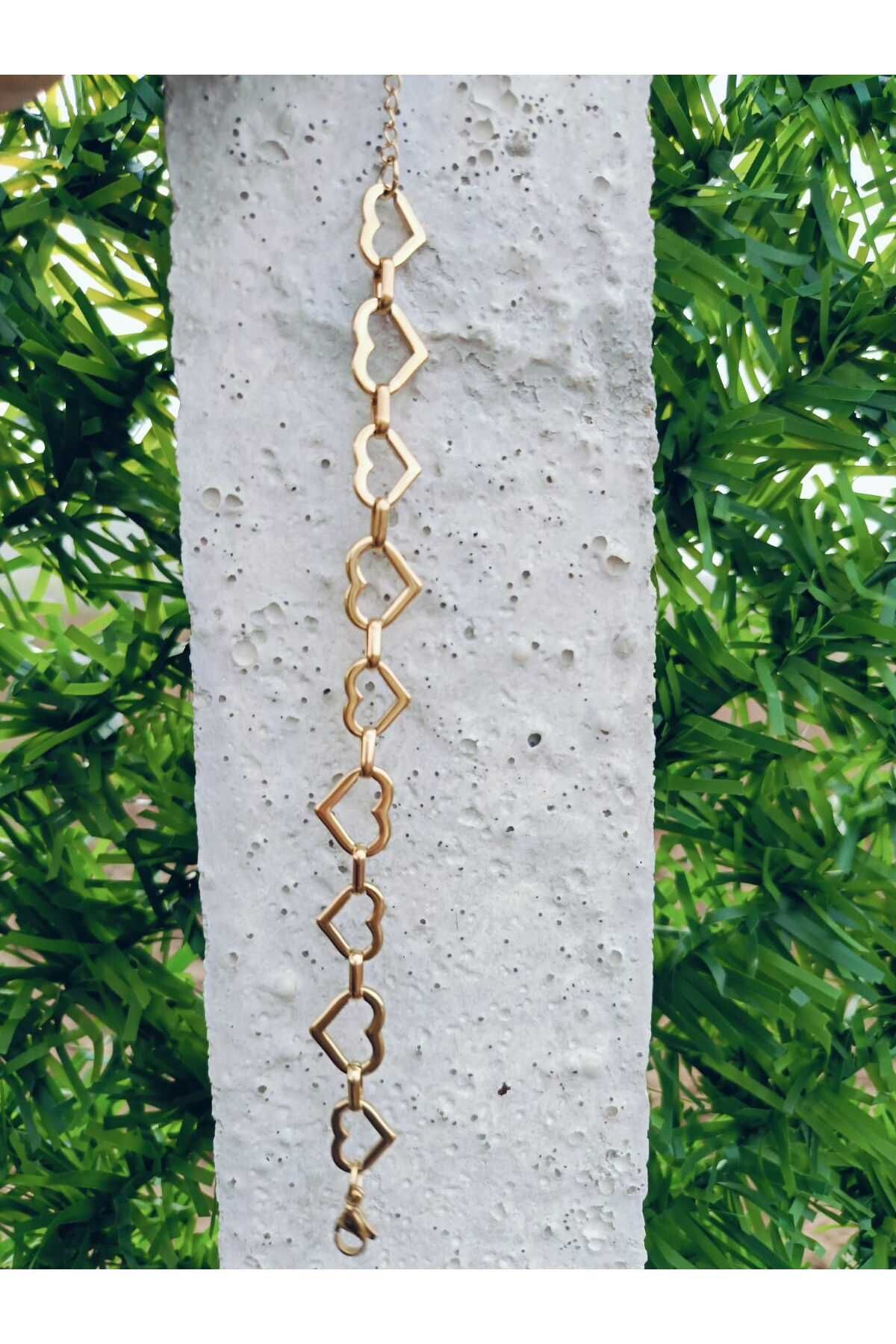 GLOW LUXE Halka Kalpli Zincir 316L Çelik Kararmaz Paslanmaz Trend Çelik Bileklik 19+5 cm
