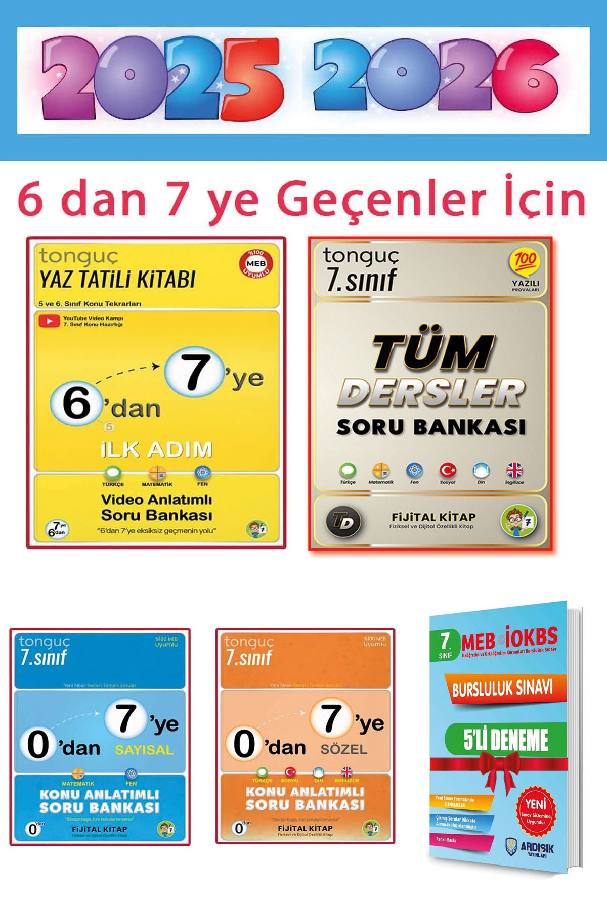 Tonguç Yayınları 6 dan 7 ye Hazırlık Seti + Tüm Dersler Soru Bankası + Bursluluk Deneme Sınavı