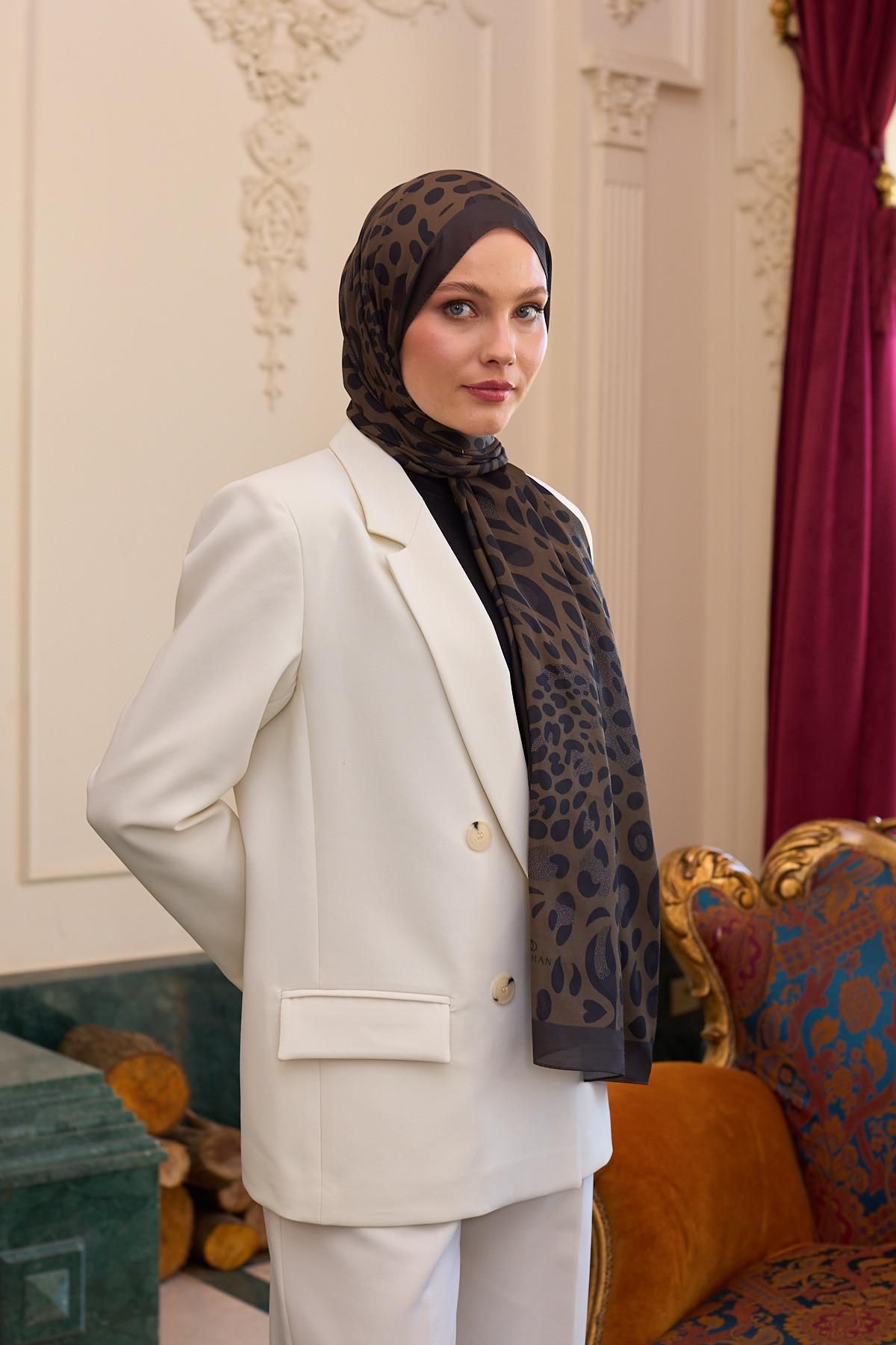 İpekhan İpekhan Soft Şal Acı Kahve Leopar3050-01