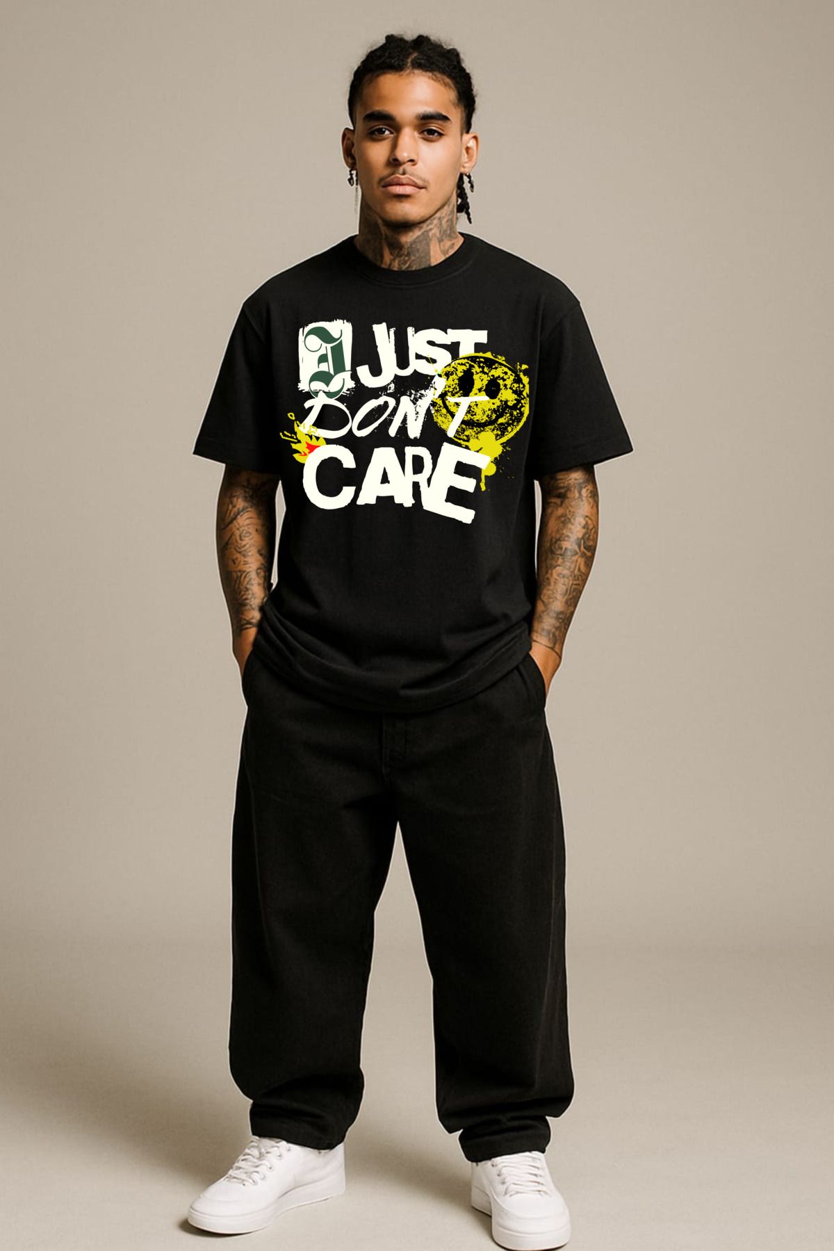 MAYK STREETWEAR OVERSIZE TSHIRT - UNISEX DON'T CARE BASKILI TSHIRT