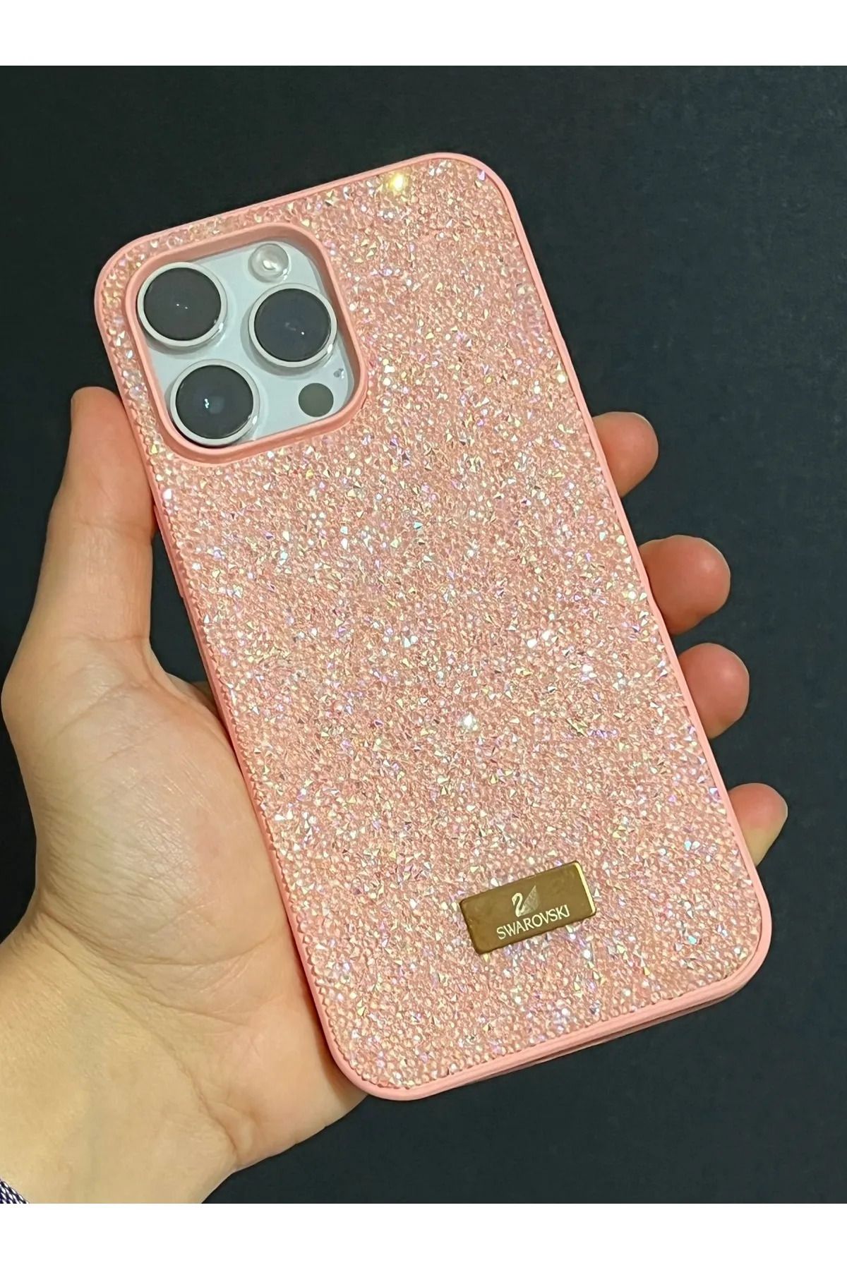 MYWORLD Iphone 14 Pro Max Uyumlu Telefon Kılıfı Parlak Pırlanta Taşlı Elmas Işıltılı Swr Logolu Kapak Kılıf