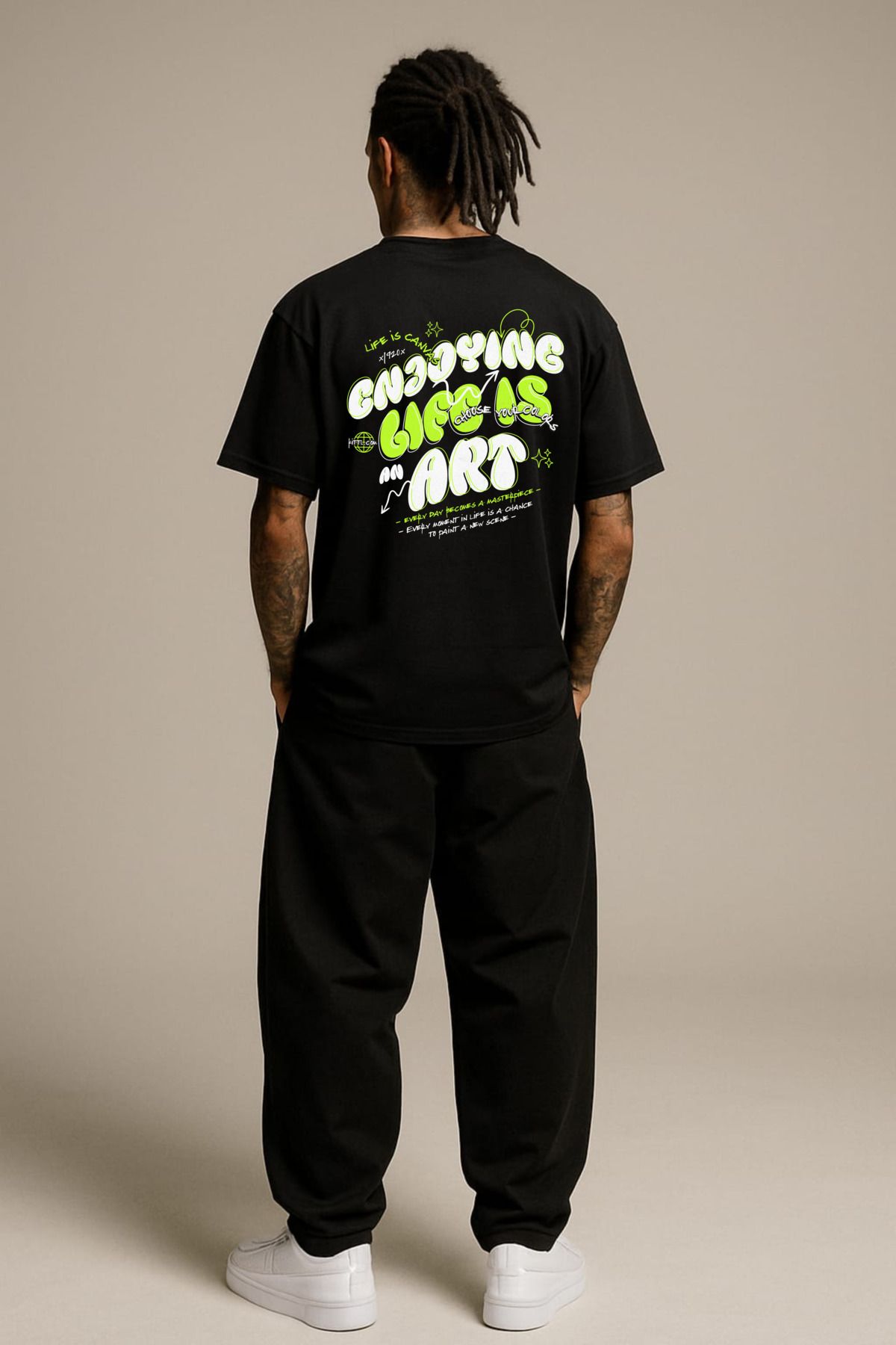 MAYK STREETWEAR OVERSIZE TSHIRT - UNISEX LIFE IS ART BASKILI TSHIRT