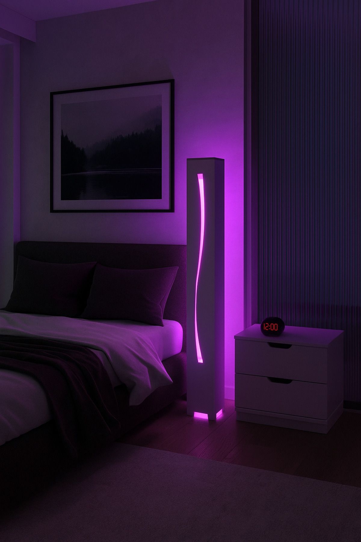 ARTILED RGB Çizgi Desenli Dekoratif Akıllı Lambader – Mobil Uyumlu - Metal Gövde