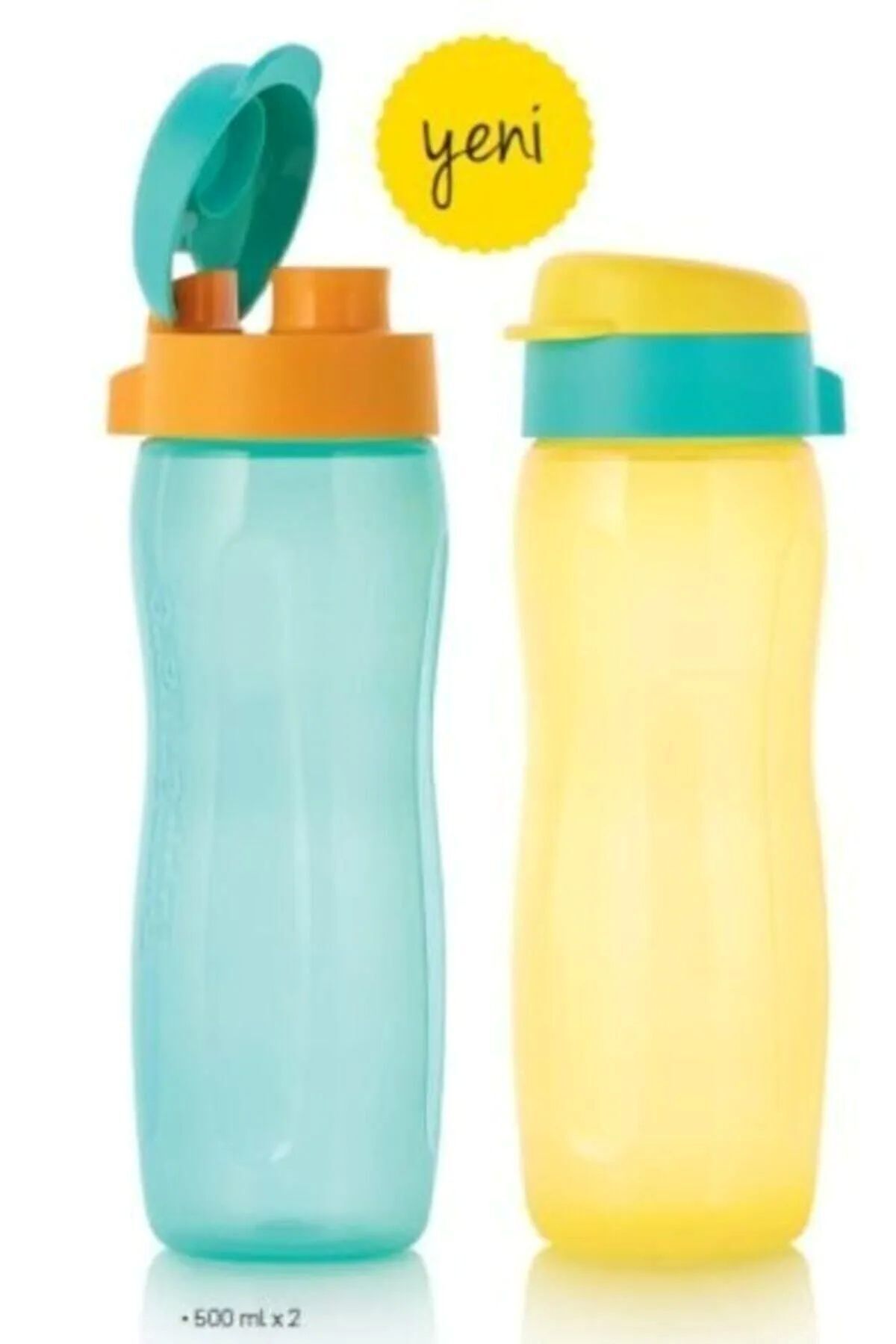 Tupperware Eko Şişe Suluk Slim 2'li Set 500 ml Turkuaz 500 ml Sarı