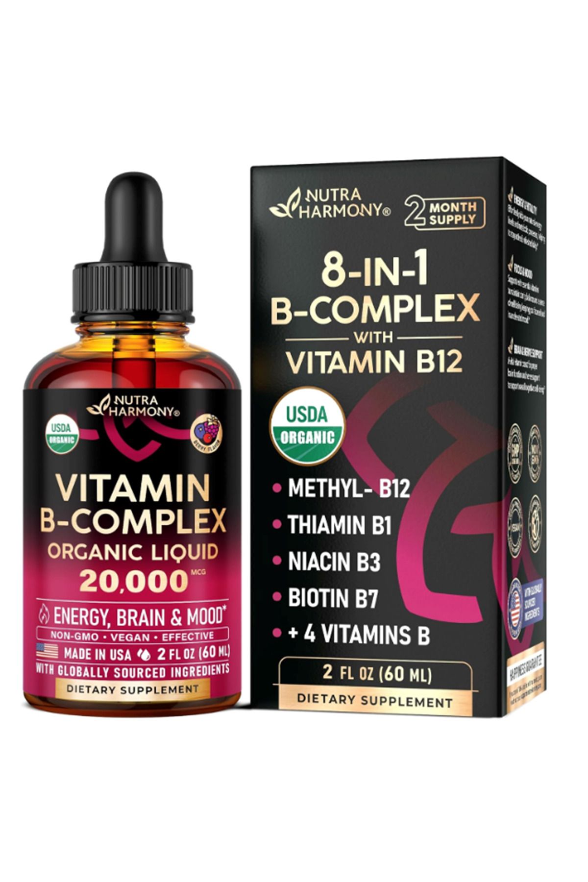 NUTRA NUTRAHARMONY Vitamin B-Complex B5 Pantothenic Acid B12 Methylcobalamin B1 Thiamine B6 Pyridoxin