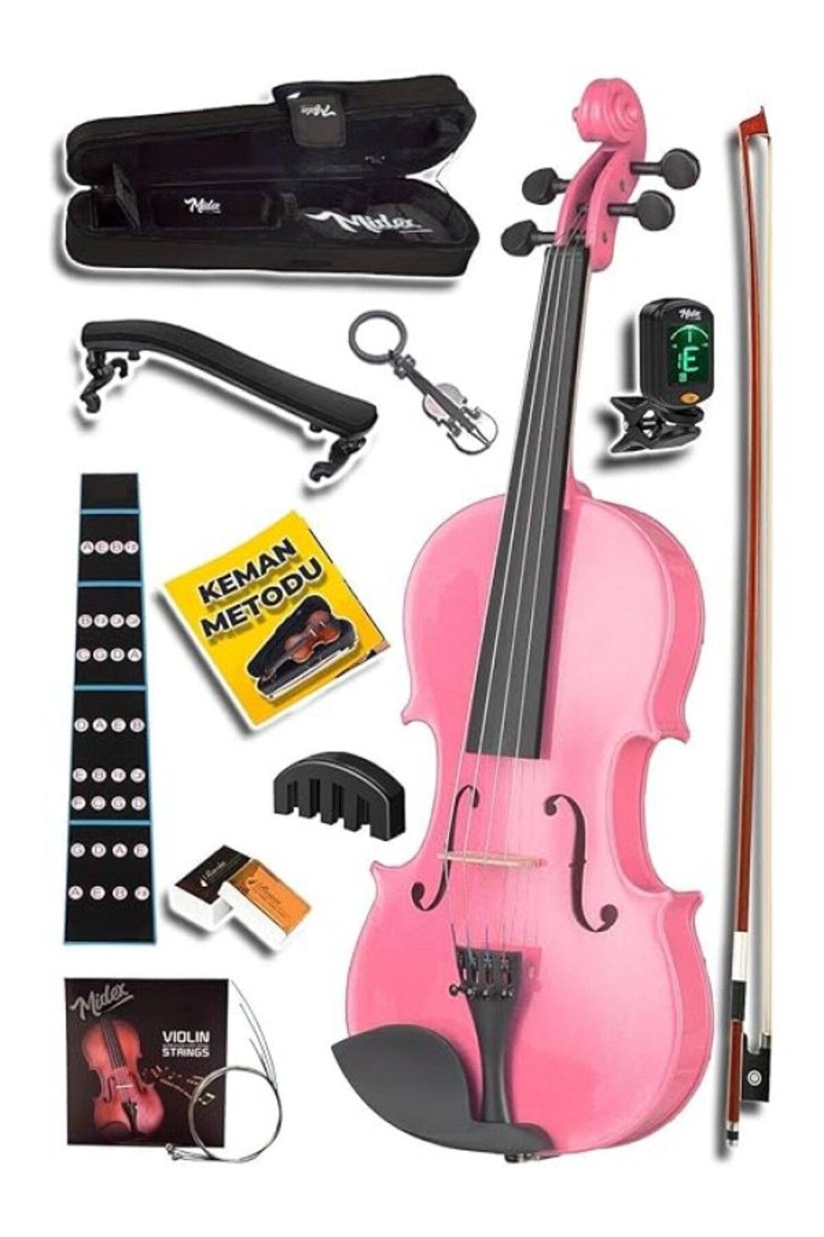 ShopZum Hga34Pink-Pak Pembe 3/4 Kemanı Seti 10-13 Yaş (Yastık Tuner Susturucu Çanta Yay Reçine)