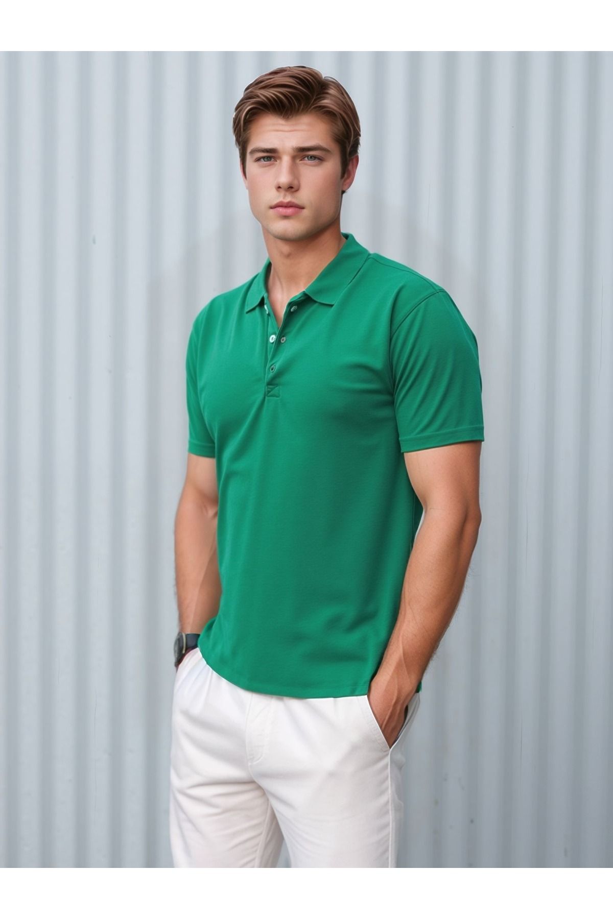 White Velvet Polo Yaka %100 Pamuklu Yarım Pat Düğmeli Tişört YPT25.ABS