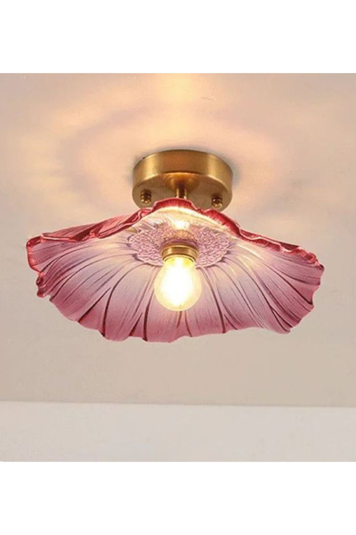 burenze Luxury Modern Tasarım 1 ADET Lila Renkli Kristal Cam Flower Çiçek Tekli Tavan Avize Eskitme Gold