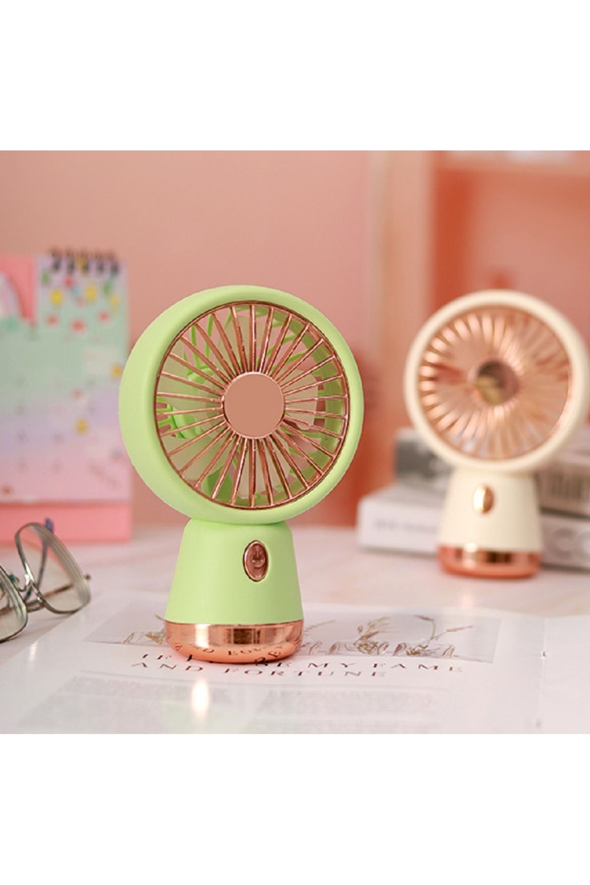 Livava Mini Fan, Usb li ve Şarj Edilebilir, Yeşil, 15x10