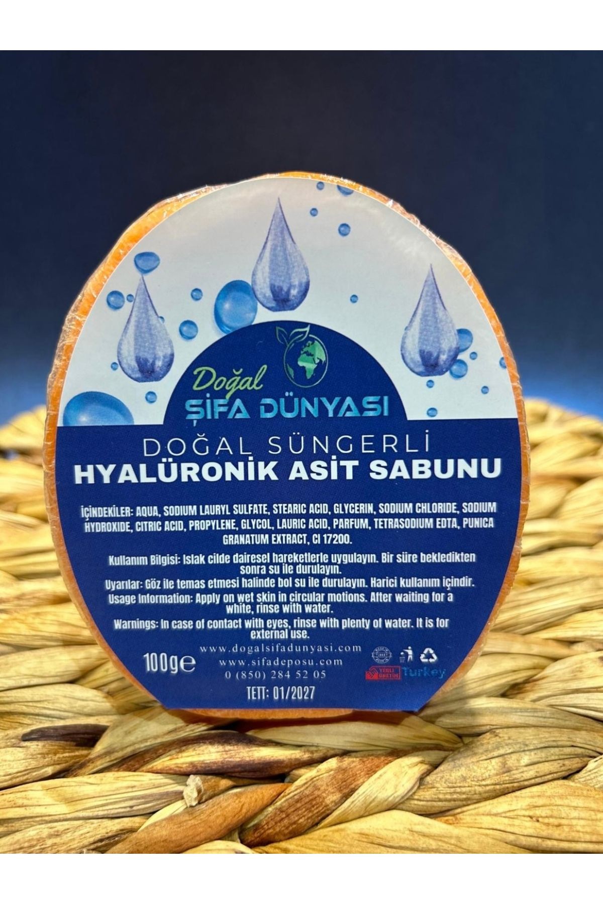 DogalSifaDünyası Hyalüronik Asit Doğal Süngerli Sabun