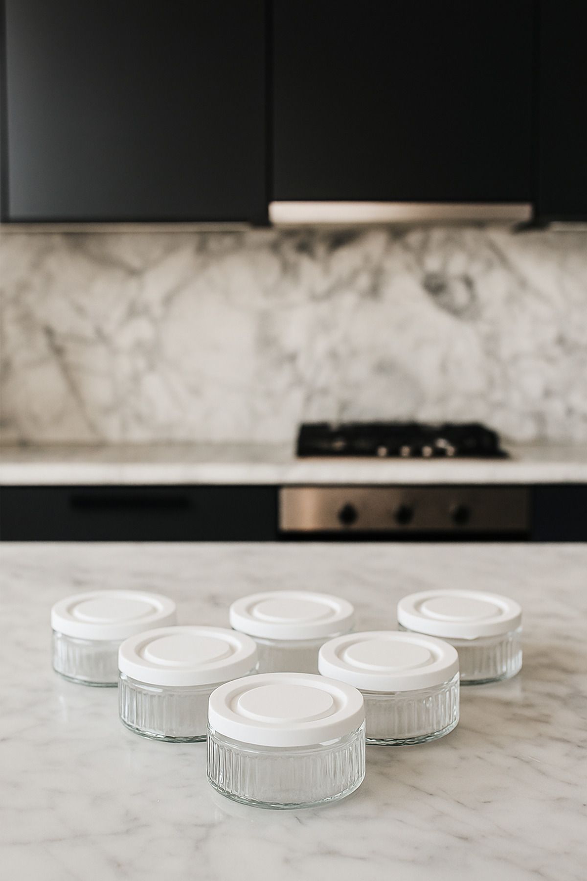 ZURİ DESİGN-Set of 6 Airtight Glass Storage Containers - 140 Cc |   White Lid, Leakproof Storage Container Multi-Purpose 2