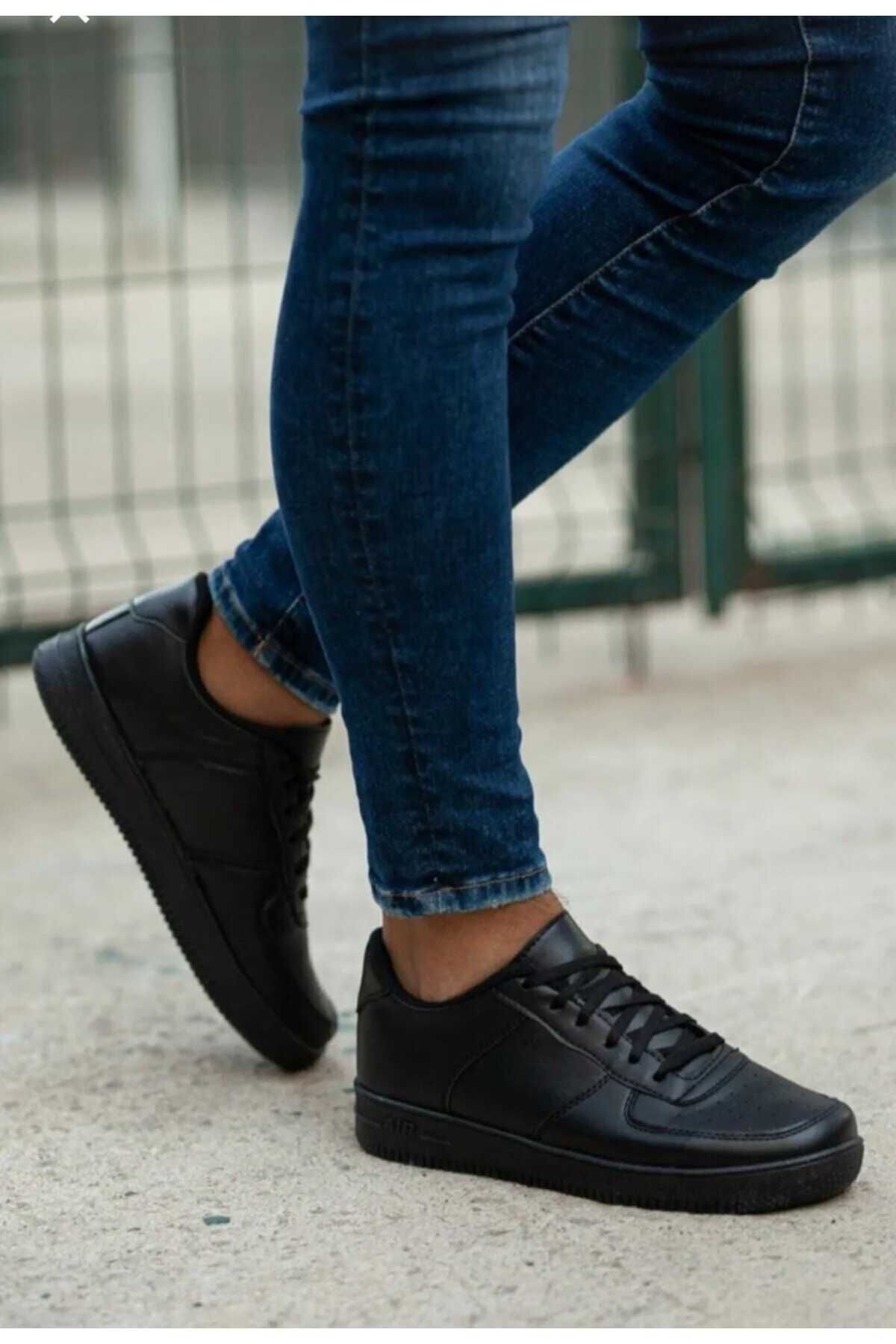 KDY UNİSEX BEYAZ-SİYAH AİR SNEAKER GÜNLÜK FORCE SPOR AYAKKABI