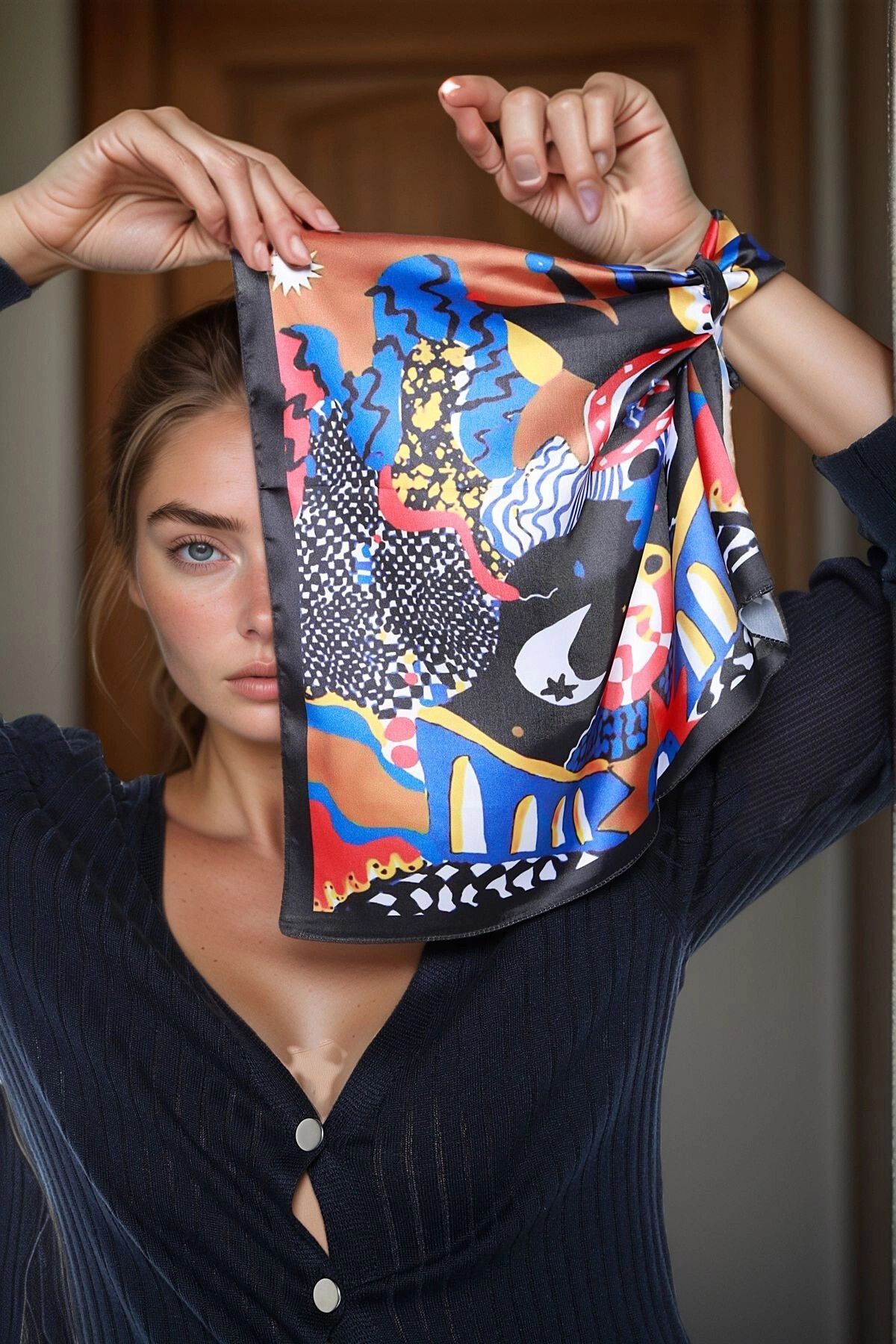 bacc Renkli Desenli Bandana Fular BCNSV-2513706