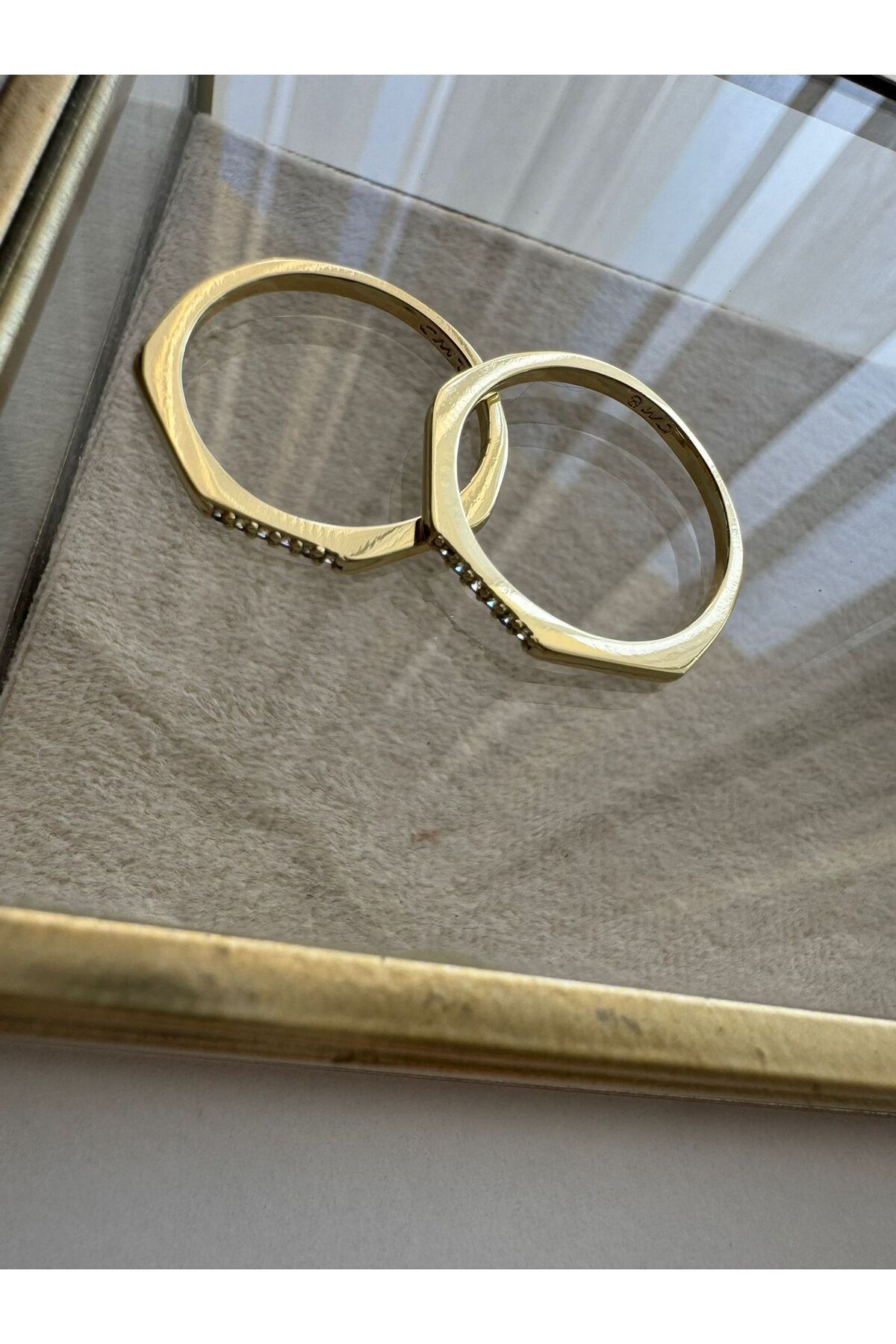 MODA 14k İnce Taşlı Çelik Yüzük