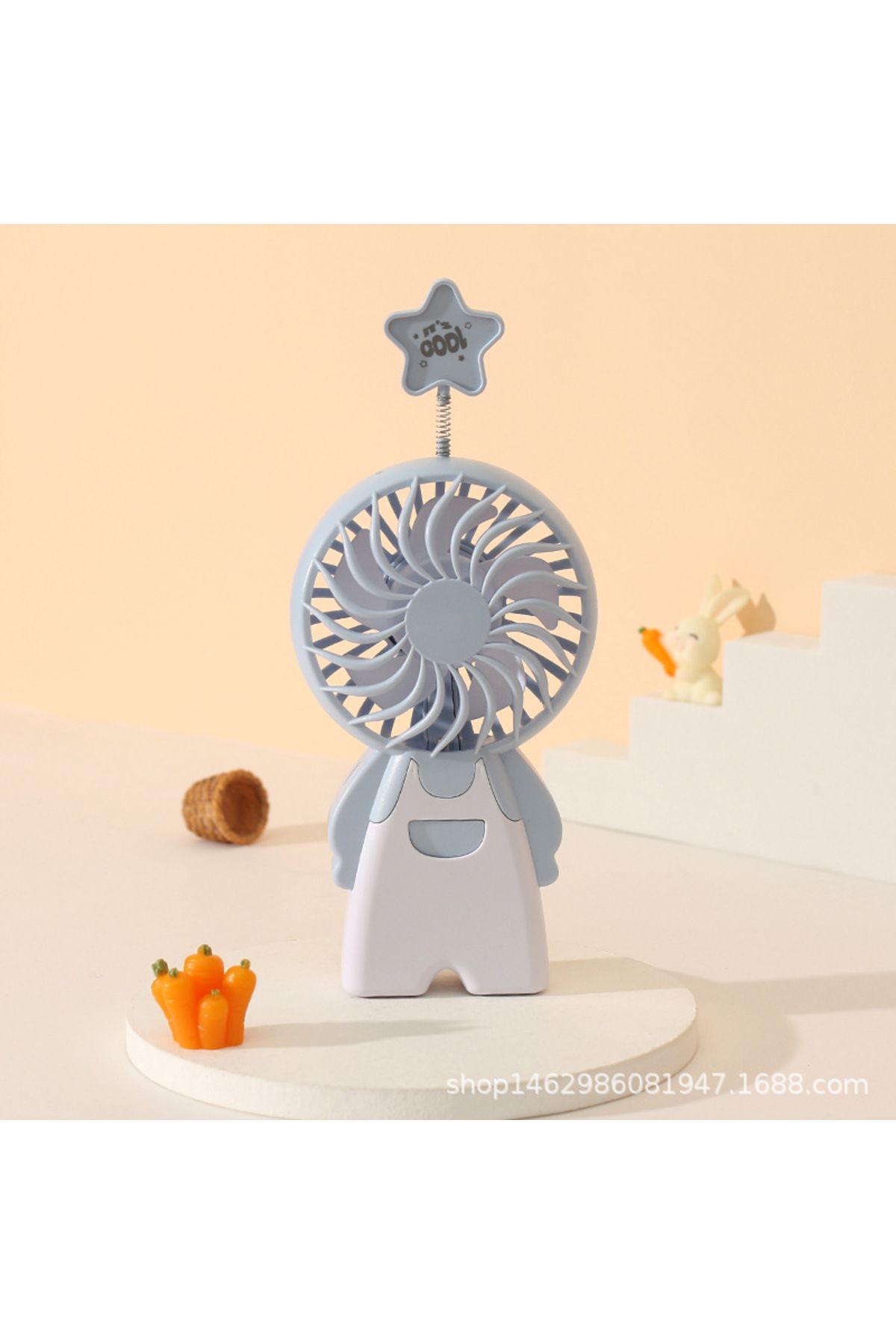 Livava Antenli Mini Fan, Usb li ve Şarj Edilebilir, Mavi, 19x8