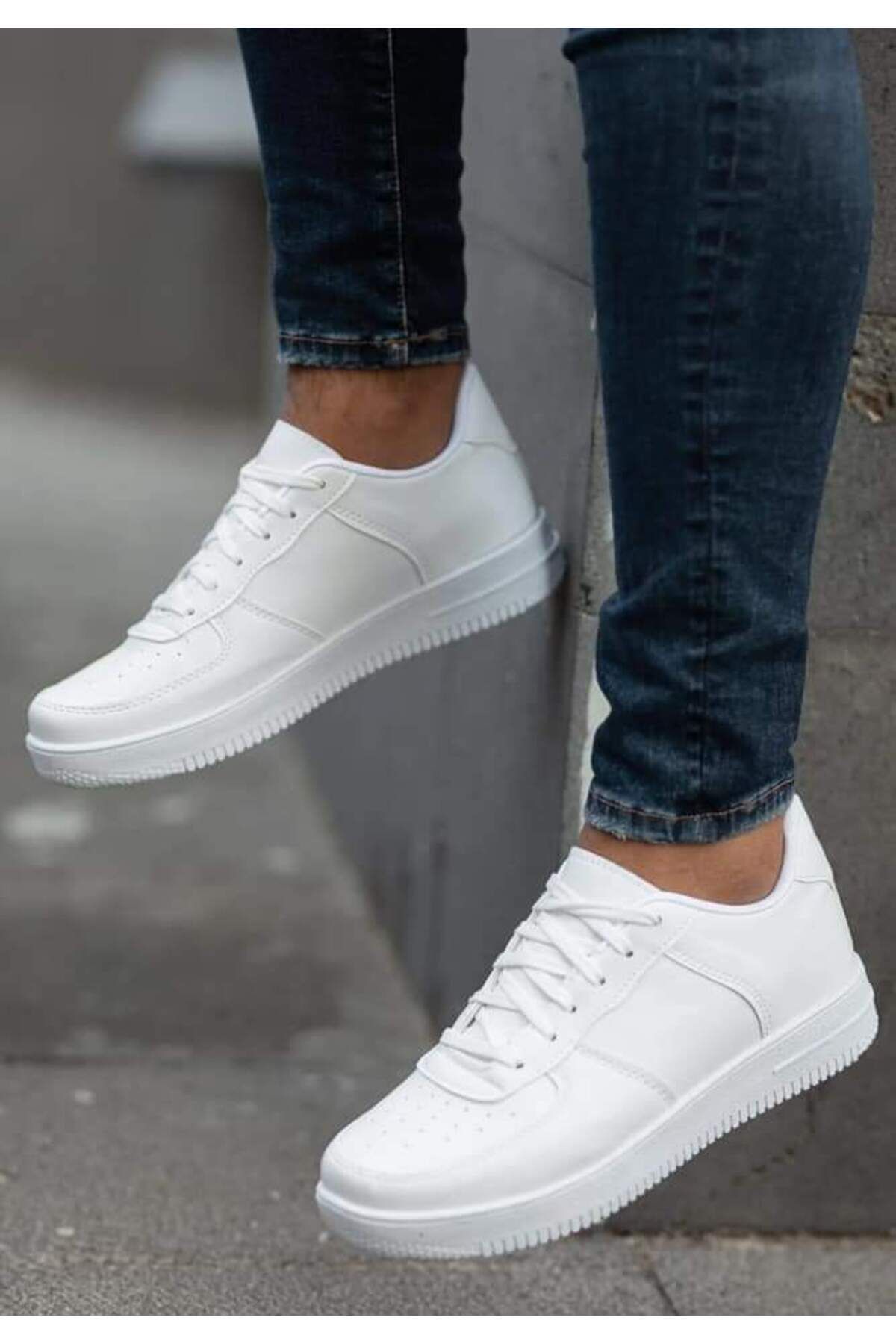 KDY UNİSEX BEYAZ-SİYAH AİR SNEAKER GÜNLÜK FORCE SPOR AYAKKABI