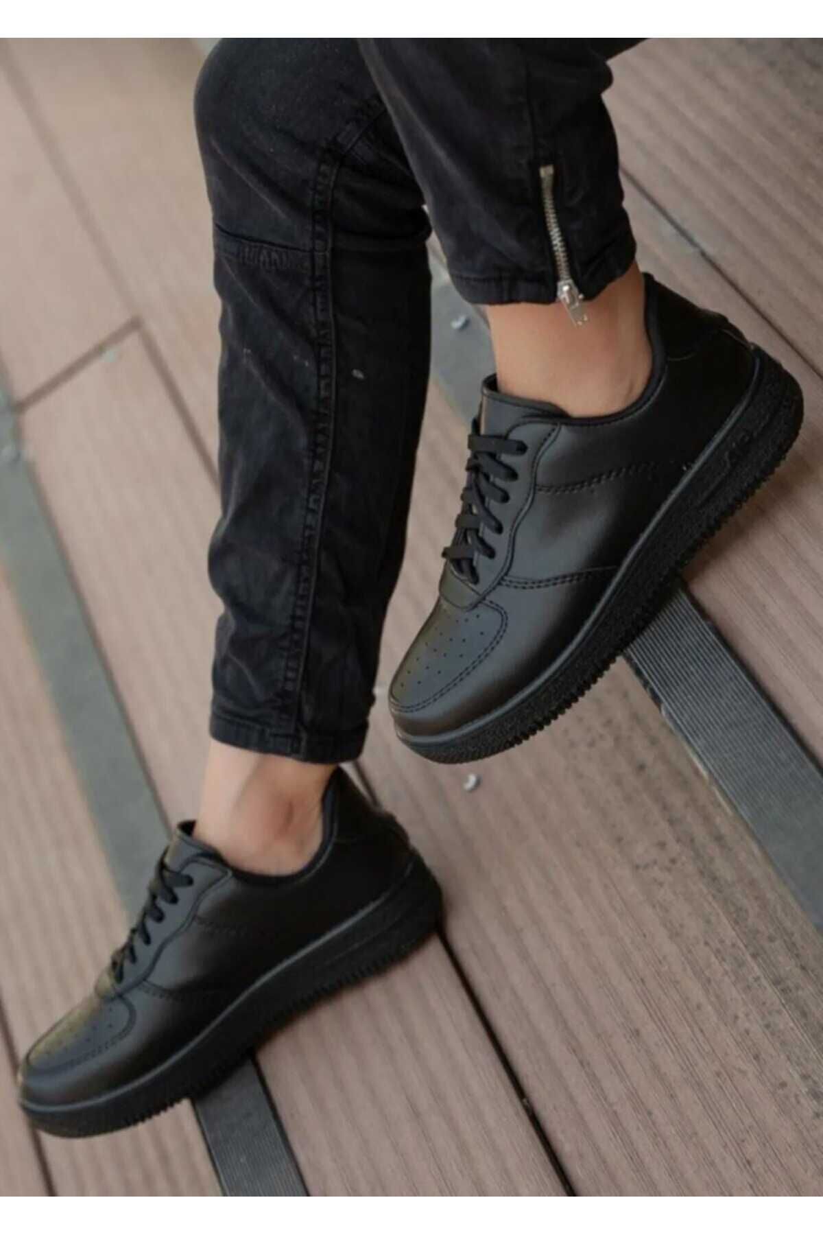 KDY UNİSEX BEYAZ-SİYAH AİR SNEAKER GÜNLÜK FORCE SPOR AYAKKABI