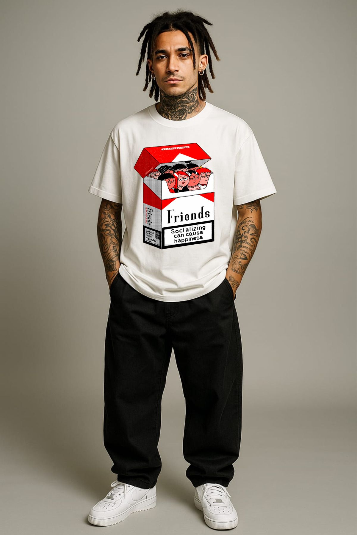 MAYK STREETWEAR OVERSIZE TSHIRT - UNISEX FRIENDS BASKILI TSHIRT