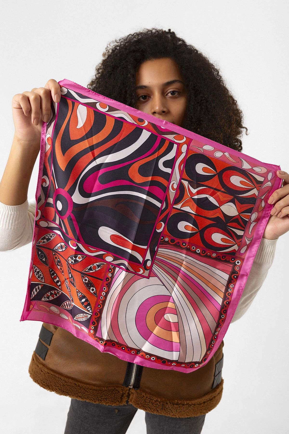 bacc Pembe Patchwork Desenli Bandana Fular BCNSV-2515140