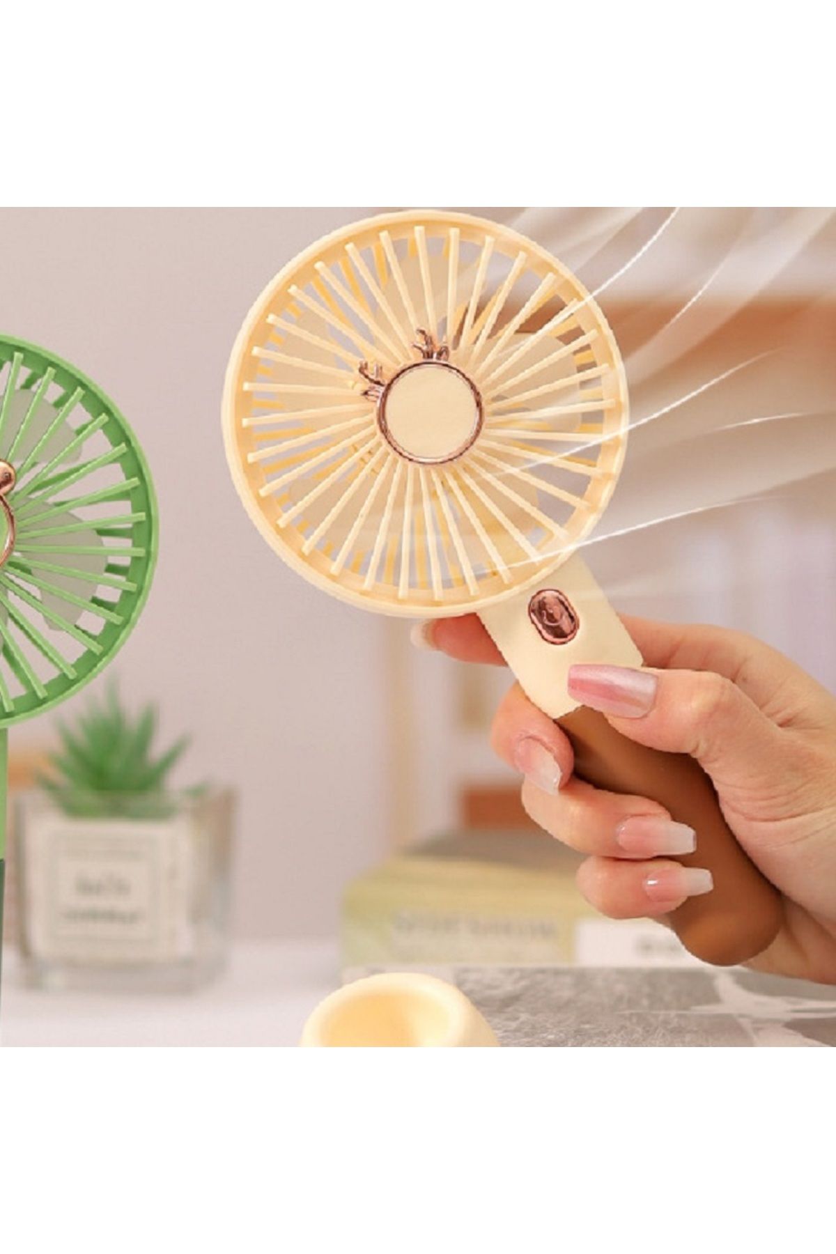 Livava Mini Fan, Telefon Tutucu, Usb li ve Şarj Edilebilir, Kahve, 20x10