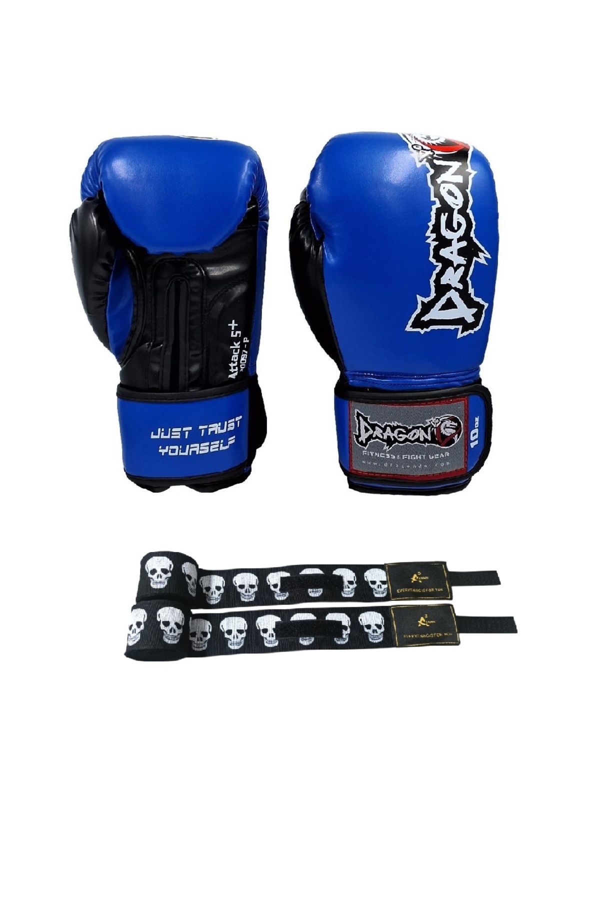 Dragondo Attack 5 Plus Boks Eldiveni Kick Boks Muay Thai Boks Eldiveni Ve a3store kurukafa Bandaj 2'li Set