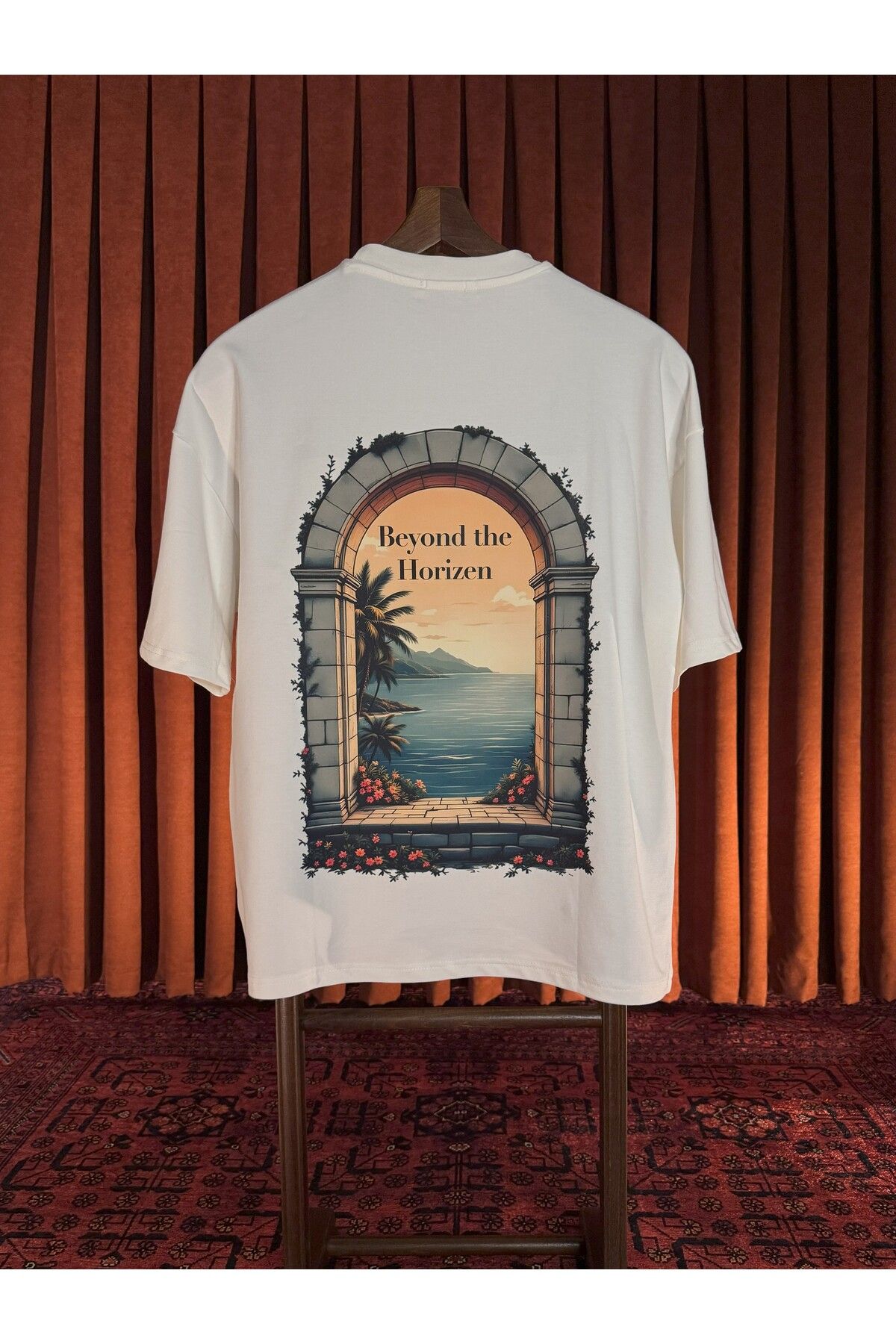 KOUROSHIA Unisex Beyond The Horizen Bisiklet Yaka Oversize T-Shirt