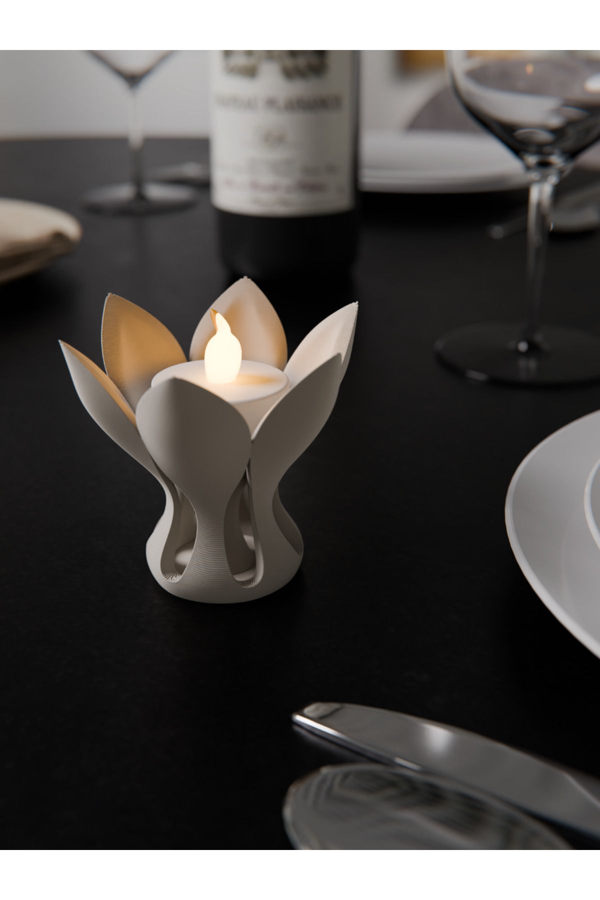 lysiaaccessory Lotus Çiçeği Tasarımlı Tealight Mumluk – Modern ve Zarif Dekoratif Mumluk
