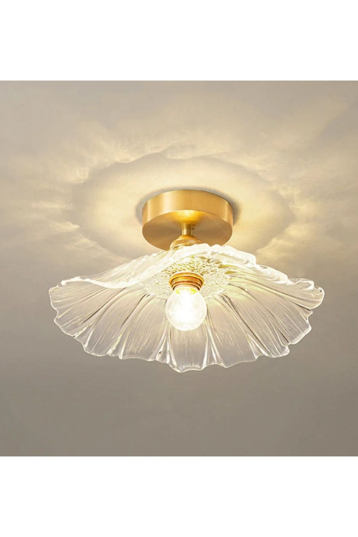 burenze Luxury Modern Tasarım 1 ADET Şeffaf Renkli Kristal Cam Flower Çiçek Tekli Tavan Avize Eskitme Gold