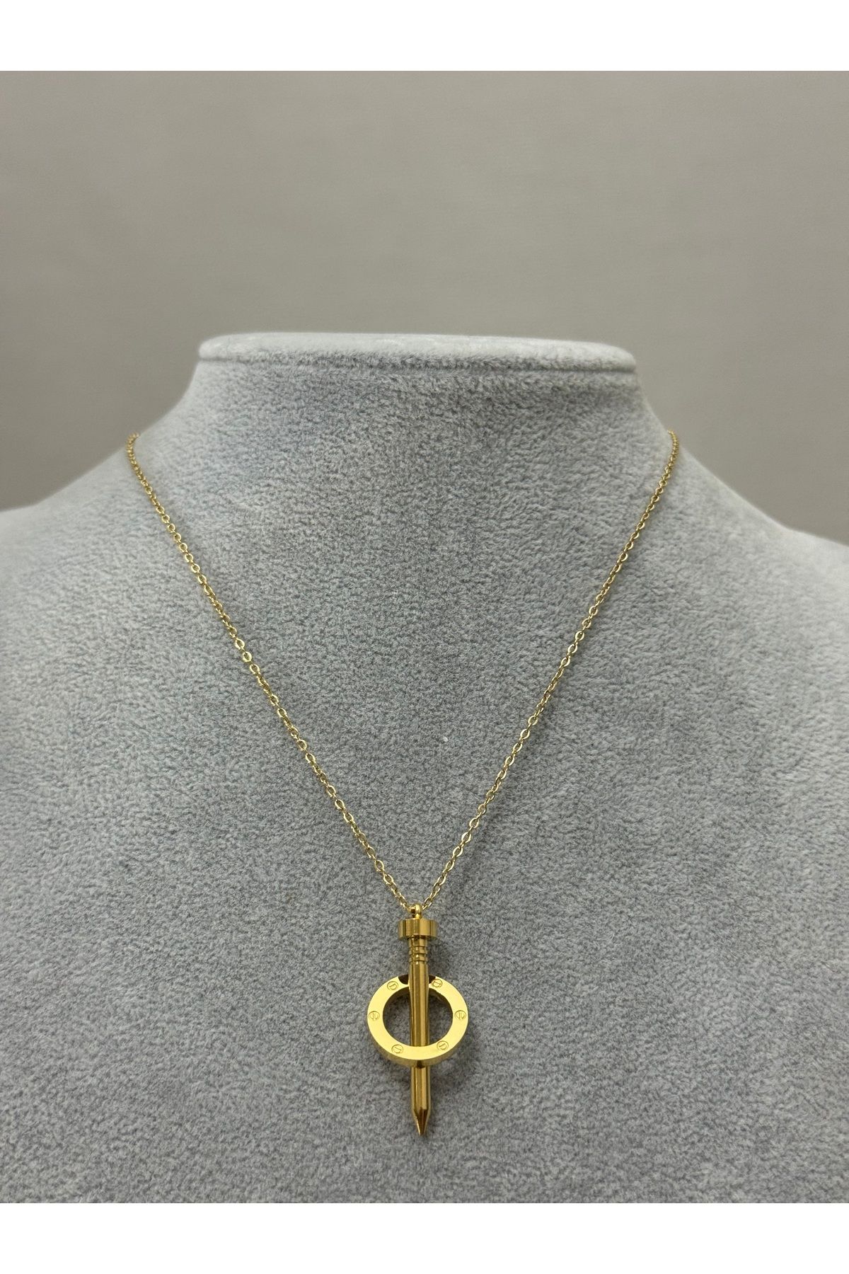 XUPING JEWELRY 18K çivi detaylı gold çelik kolye paslanmaz kararmaz