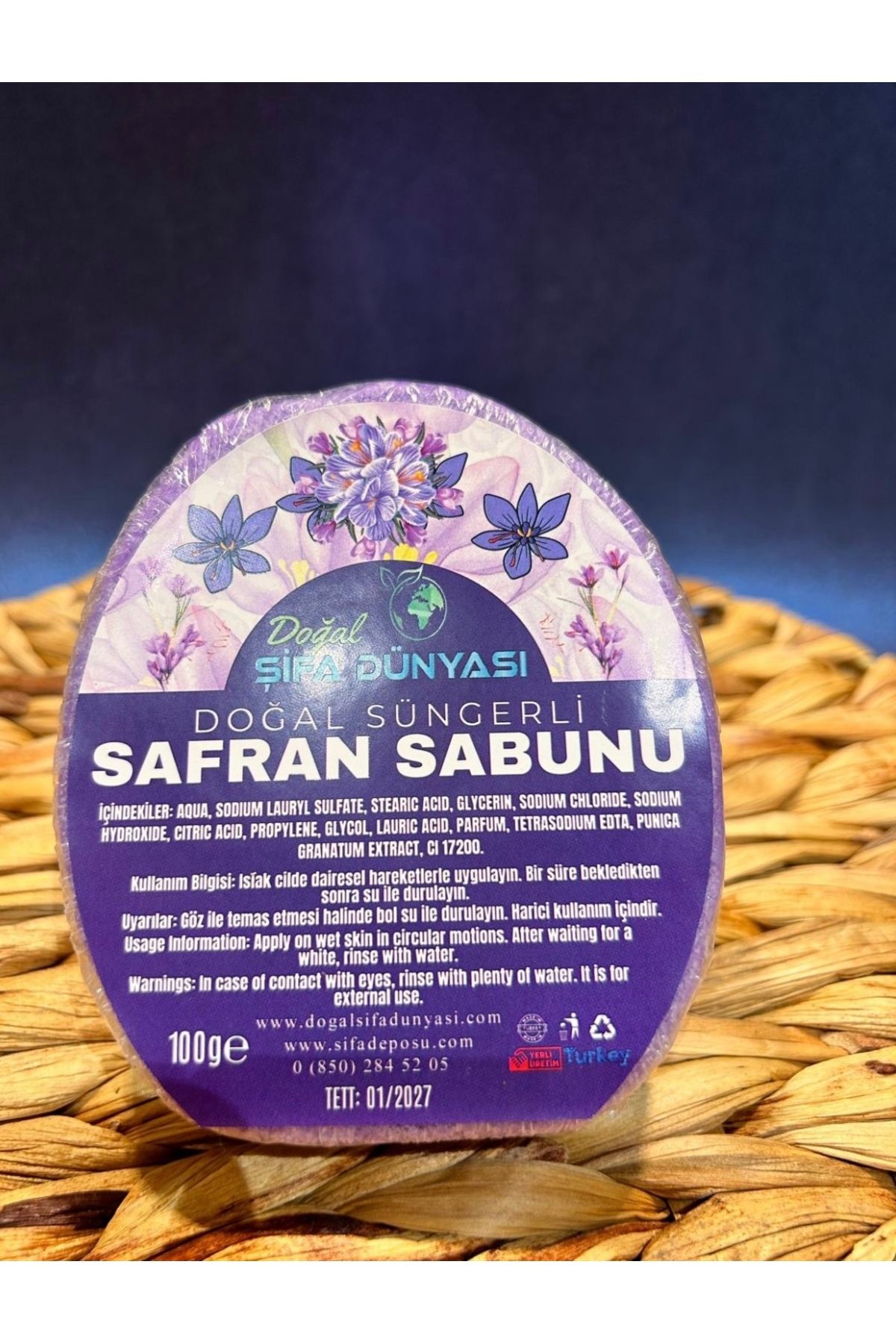DogalSifaDünyası Safran Özlü Doğal Süngerli Sabun