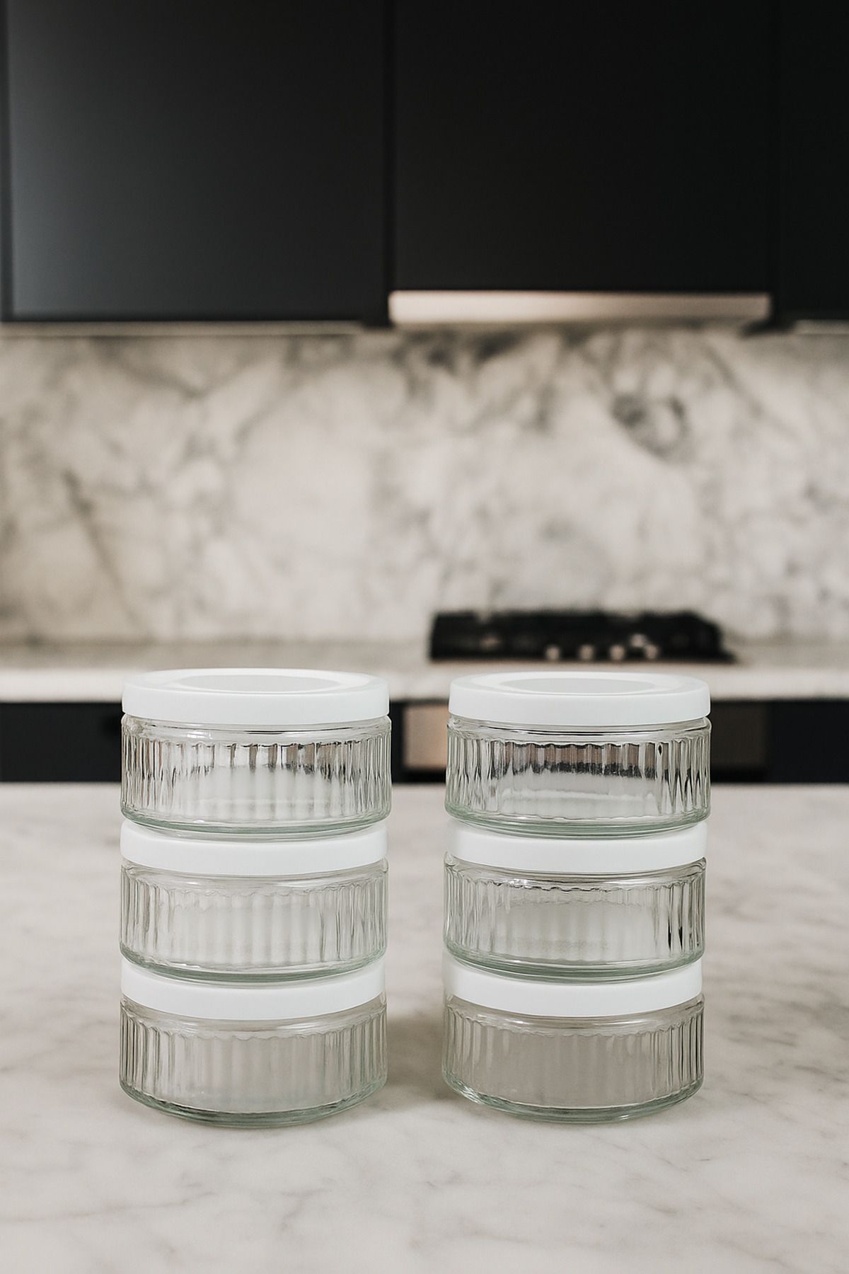 ZURİ DESİGN-Set of 6 Airtight Glass Storage Containers - 140 Cc |   White Lid, Leakproof Storage Container Multi-Purpose 3