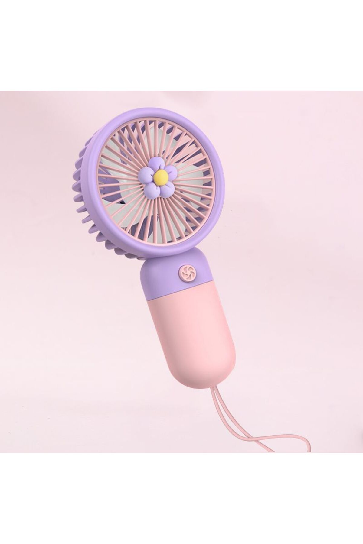 Livava Çiçekli Mini Fan Askılı, Usb li ve Şarj Edilebilir, Pembe, 15x8