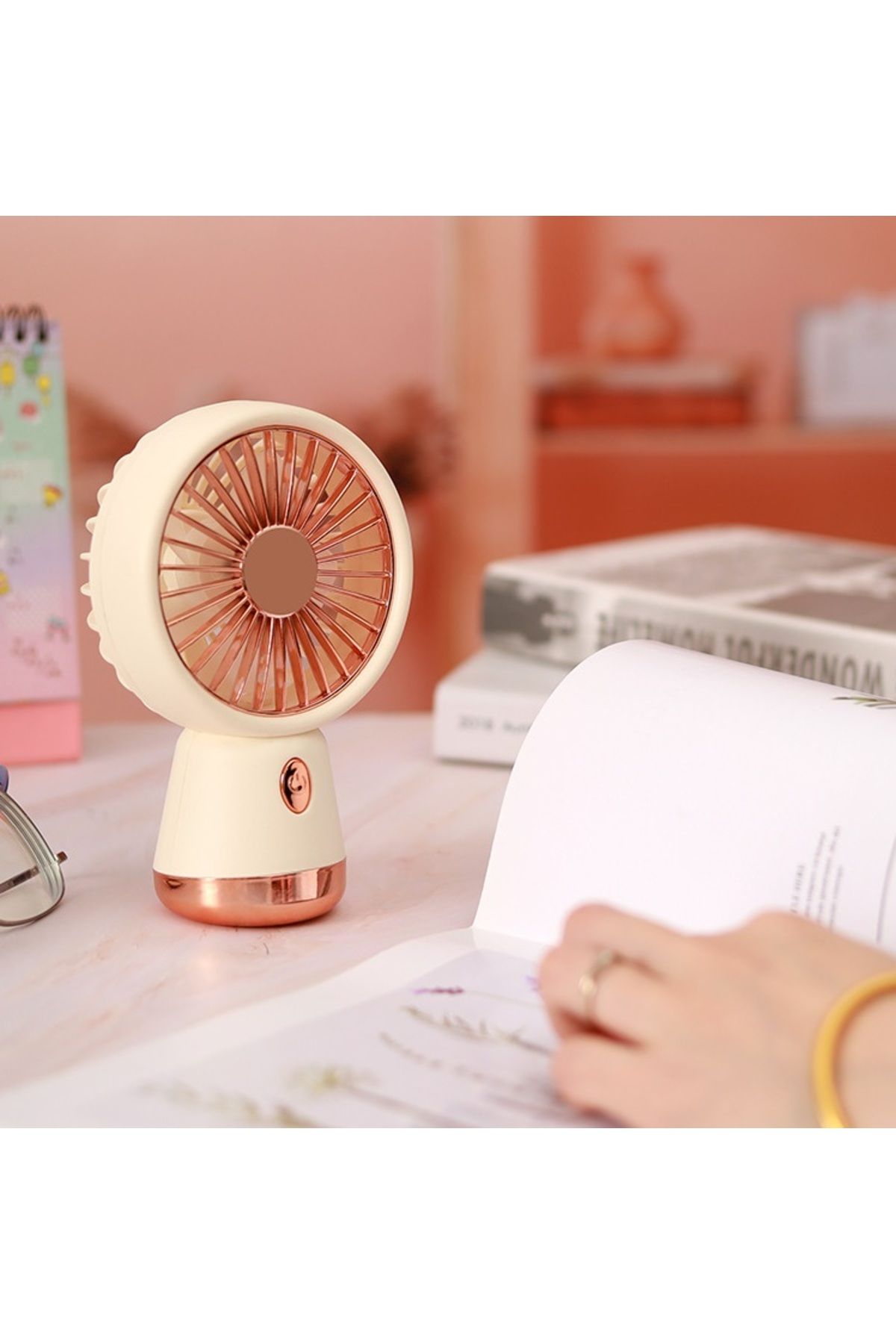 Livava Mini Fan, Usb li ve Şarj Edilebilir, Beyaz, 15x10